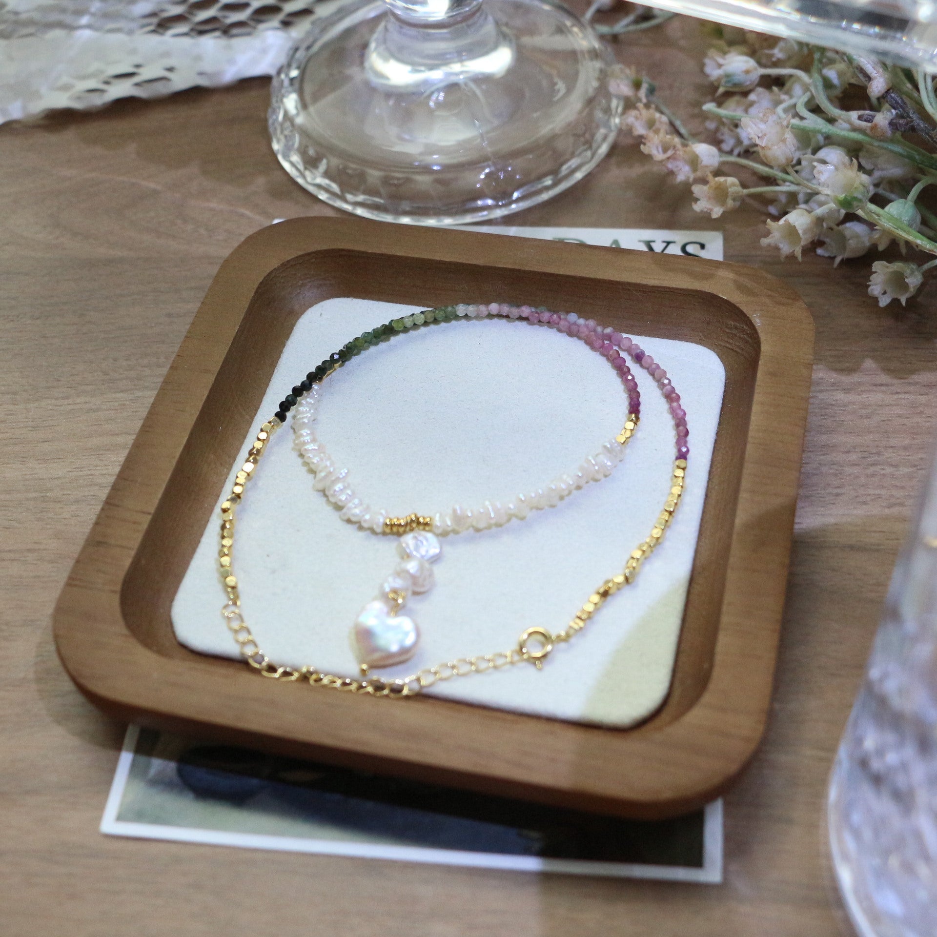 JEKIRA Gradient Tourmaline & Baroque Pearl Necklace Set