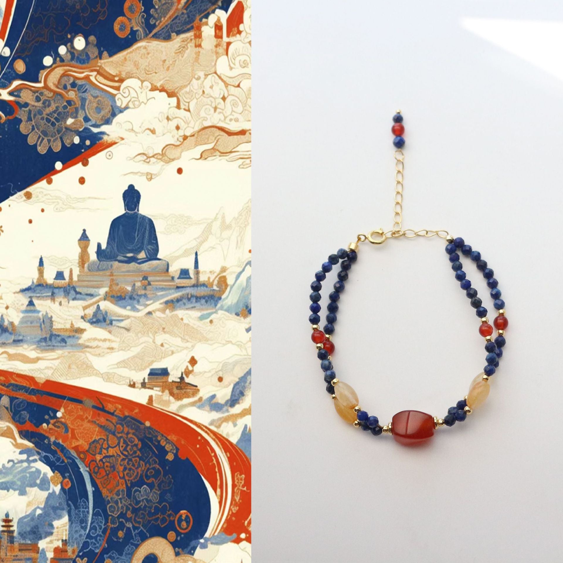 JEKIRA Lapis Lazuli Healing Bracelet with Citrine & Red Agate