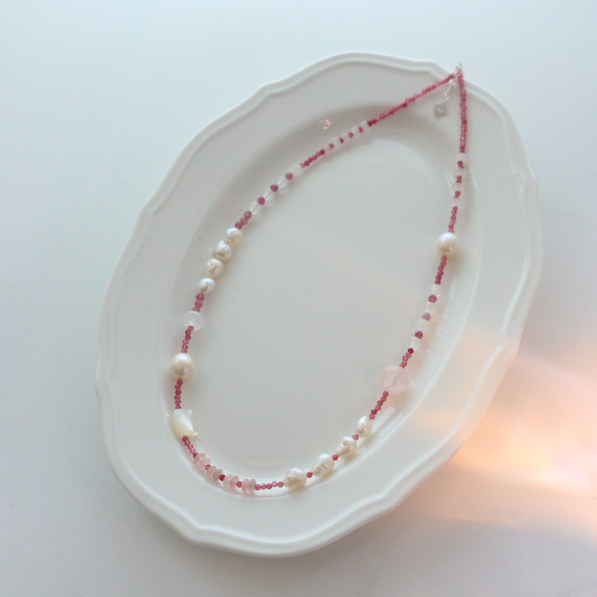 Jekira Pink Tourmaline & Pearl Jewelry Set
