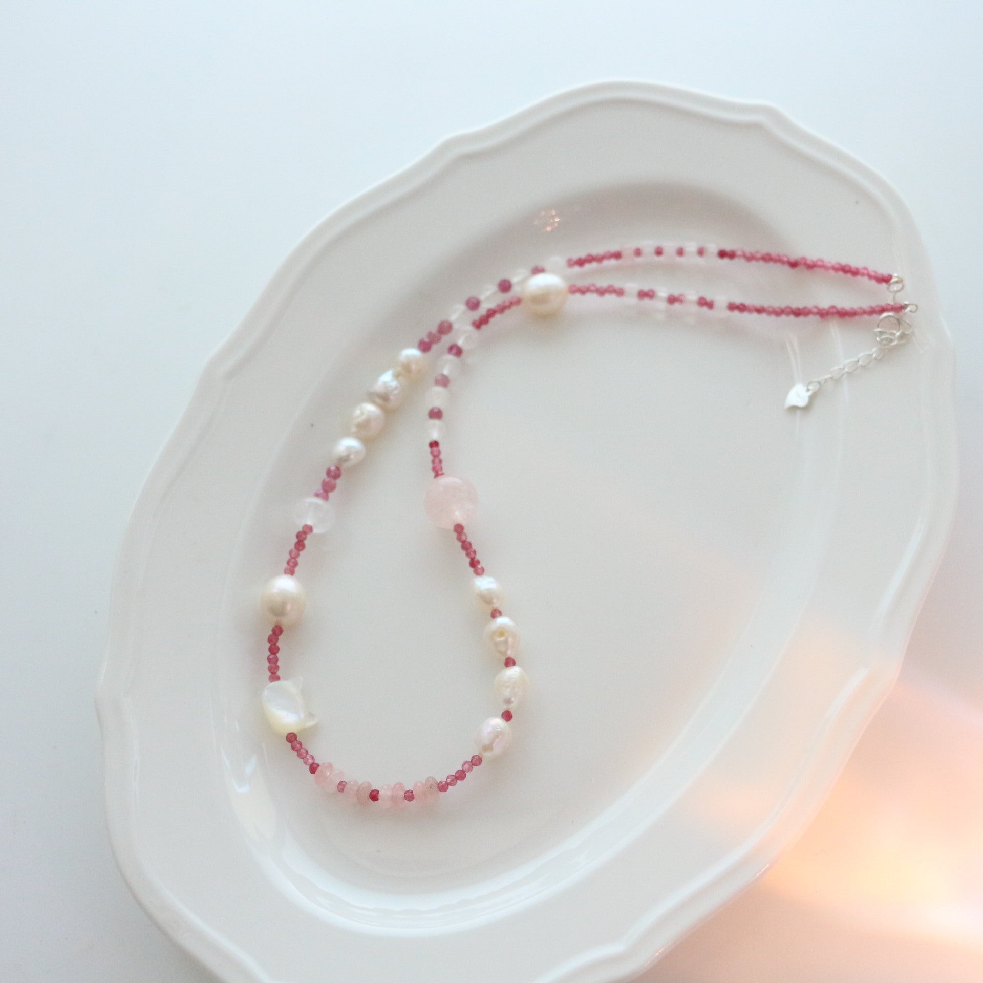 Jekira Pink Tourmaline & Pearl Jewelry Set