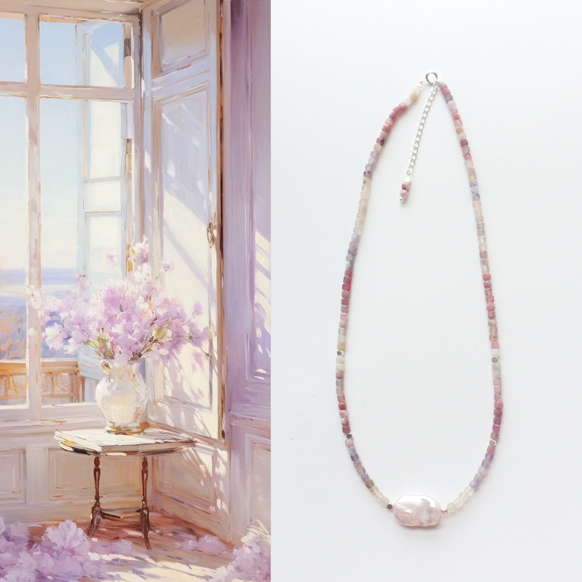 JEKIRA Blush Rose Quartz & Baroque Pearl Trio Set