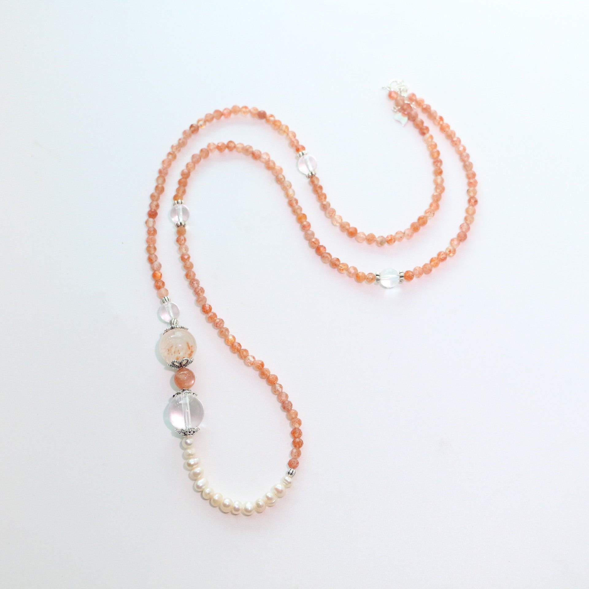 Jekira Sunstone & S925 Silver Pearl Necklace