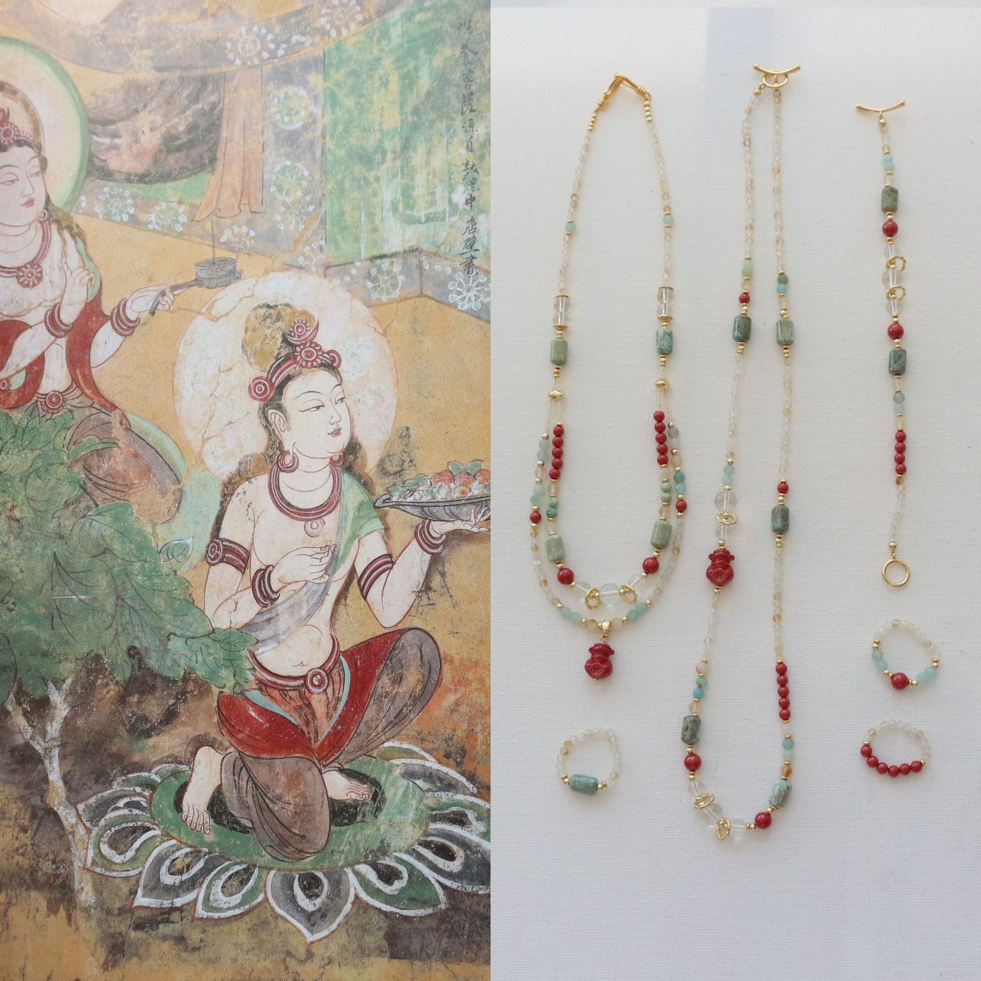 Jekira God of Wealth Red Gemstone Jewelry Set