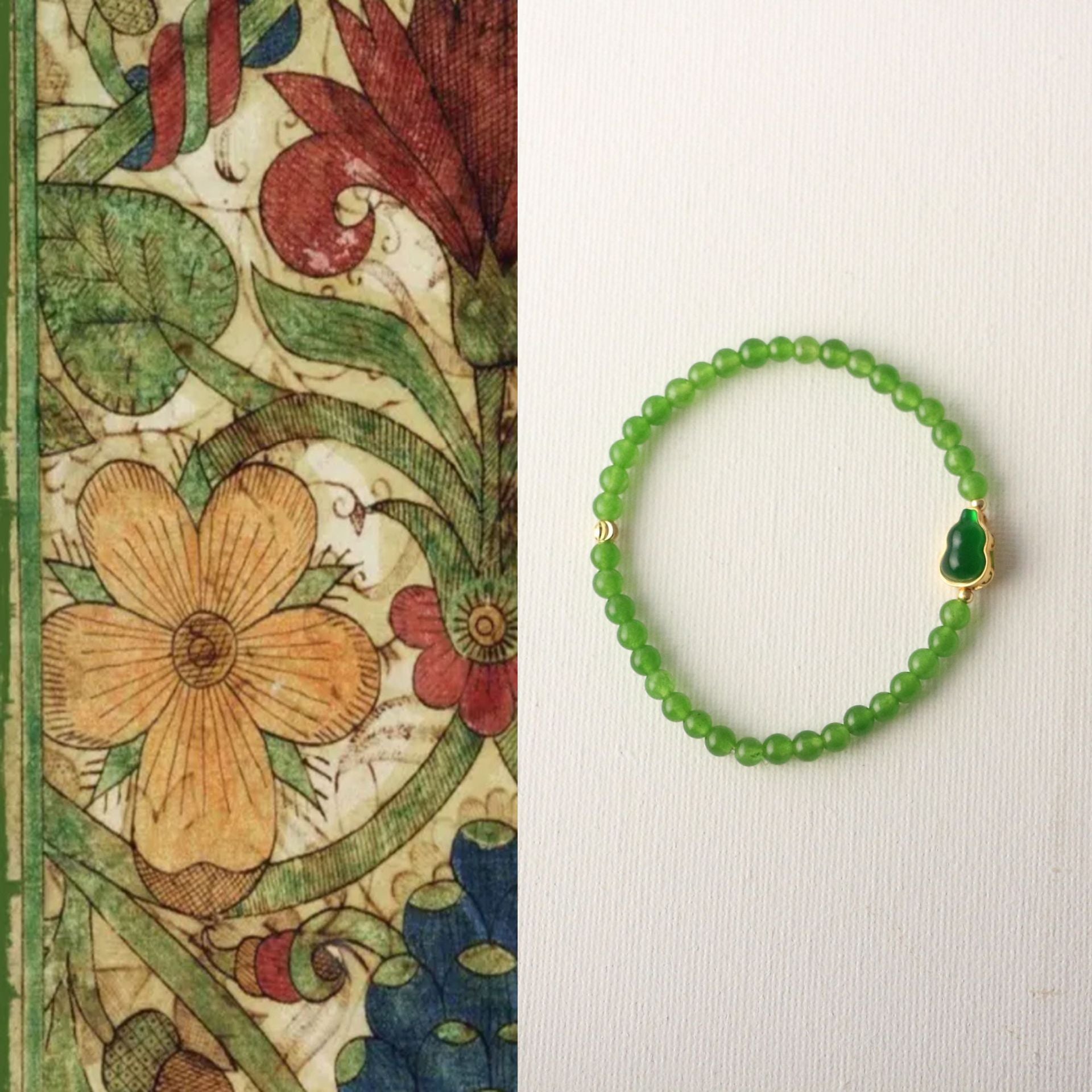 JEKIRA Emerald Green Gemstone & Agate Gourd Bracelet Set
