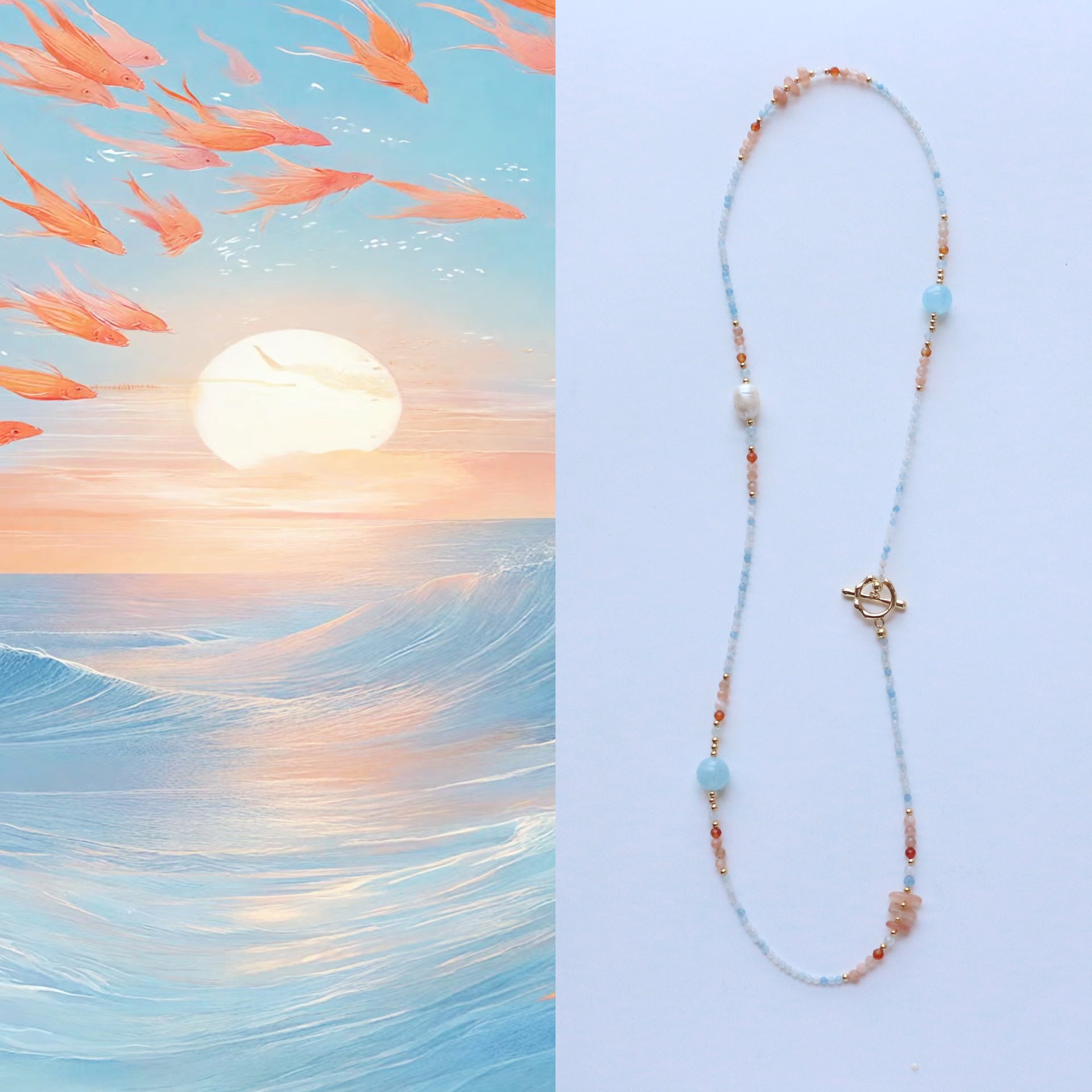 JEKIRA Chinese Style Aquamarine Gemstone Necklace