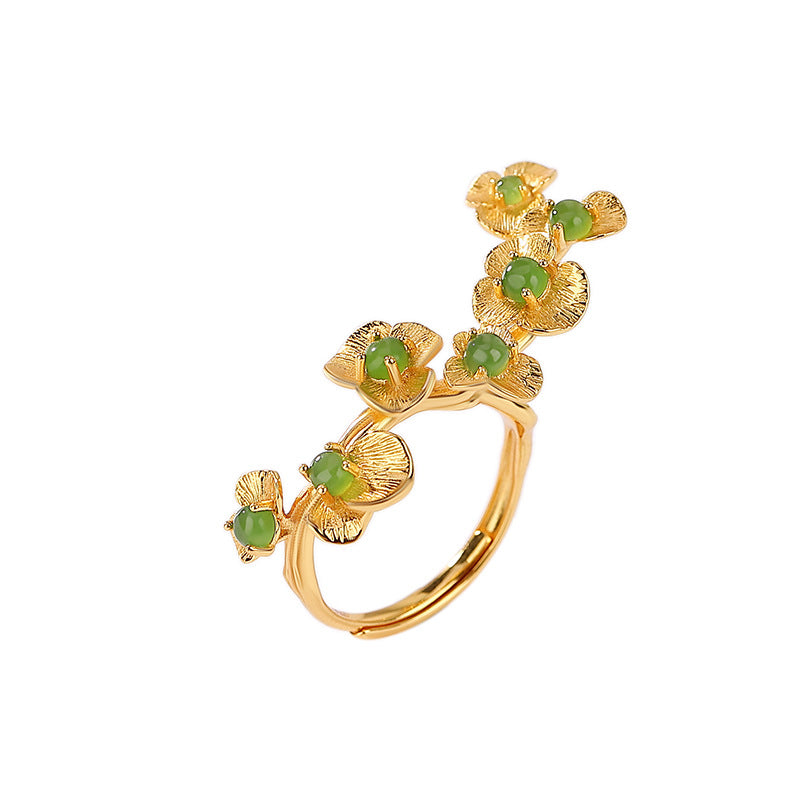 S925 sterling silver jasper blossoming ring