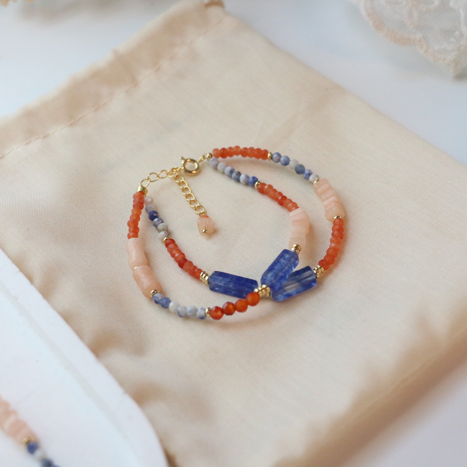 Jekira Orange & Blue Gemstone Jewelry Set