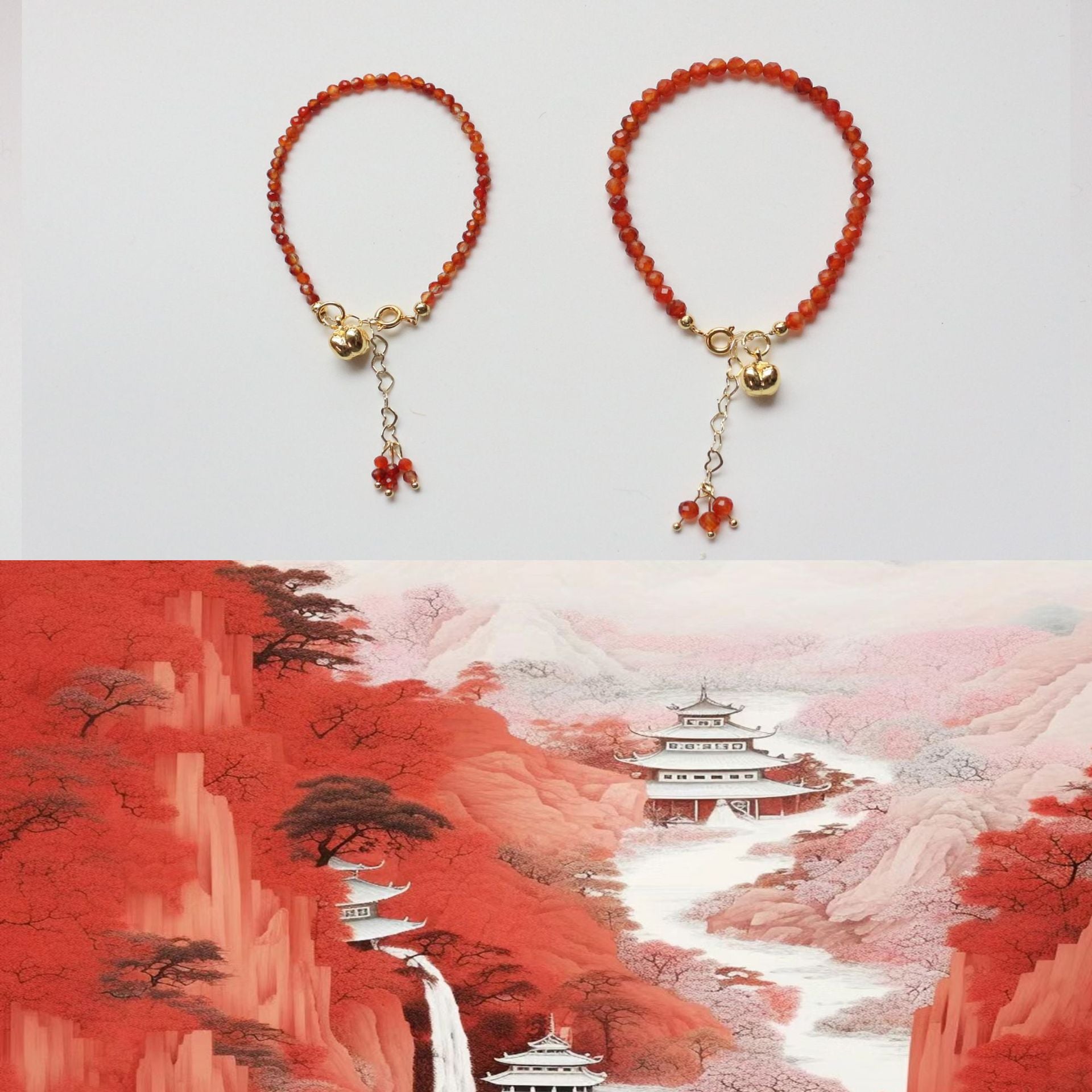 JEKIRA Vintage Carnelian & Lapis Lazuli Bracelet Set