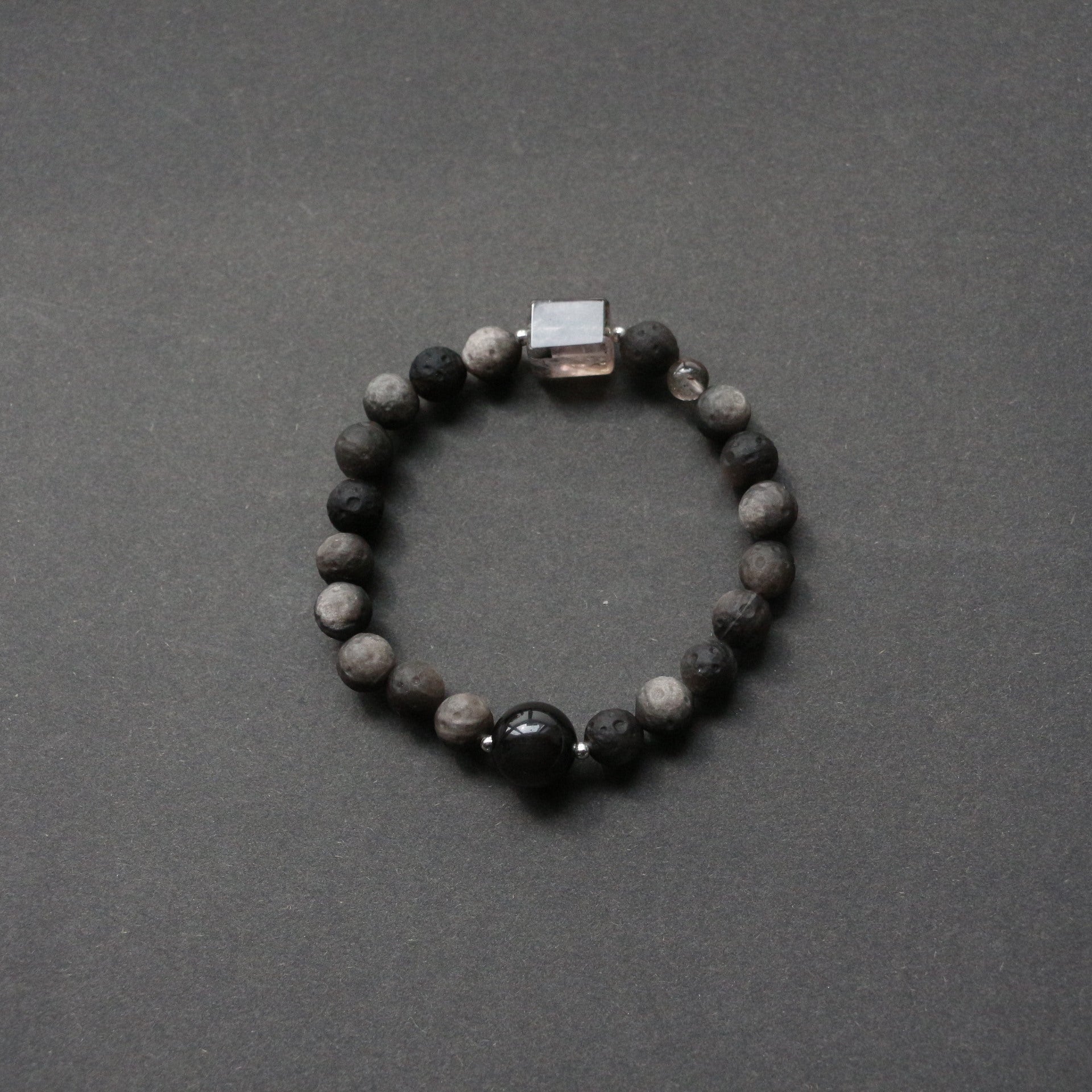 JEKIRA Obsidian Moon & Crystal Square Bracelet