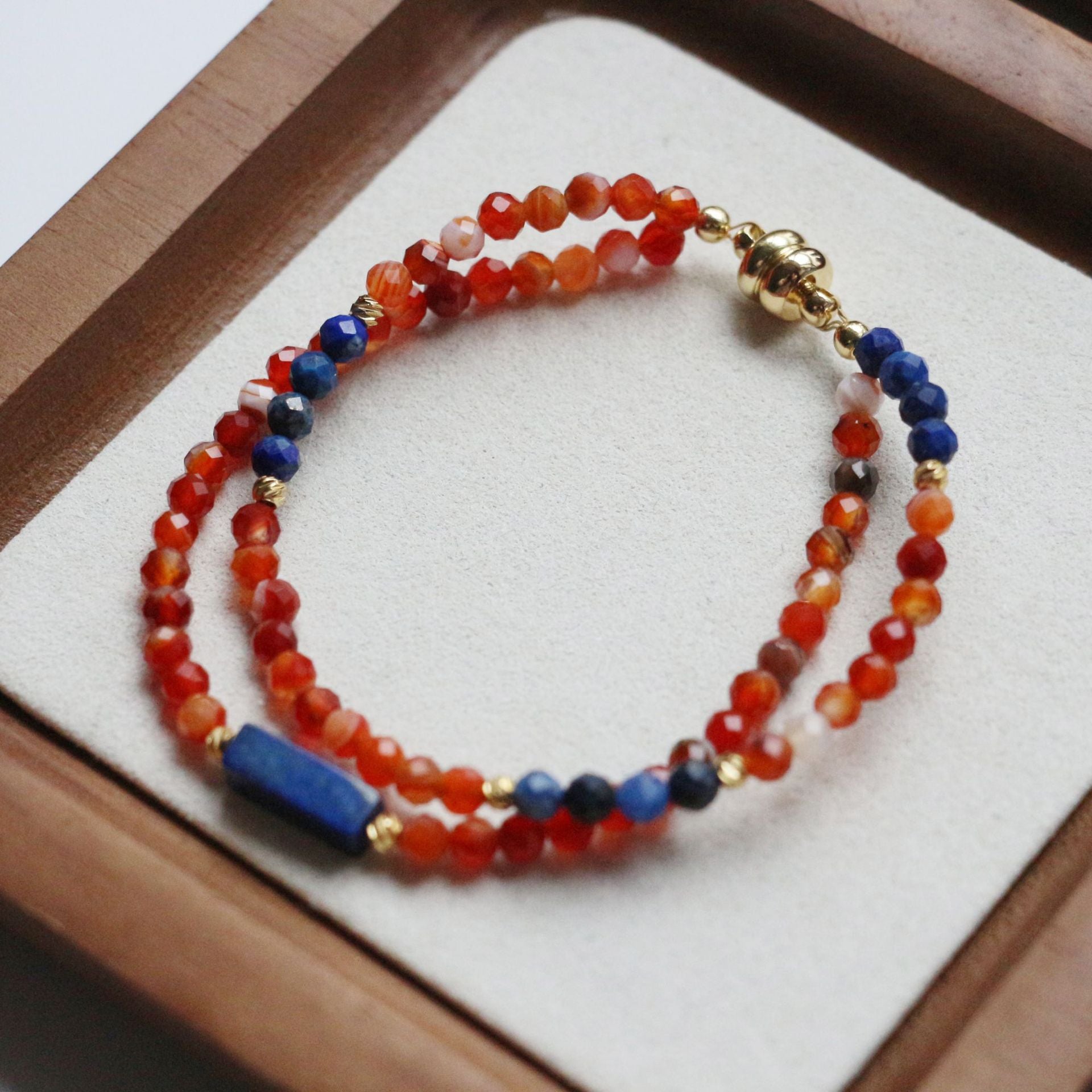 JEKIRA Vintage Carnelian & Lapis Lazuli Bracelet Set