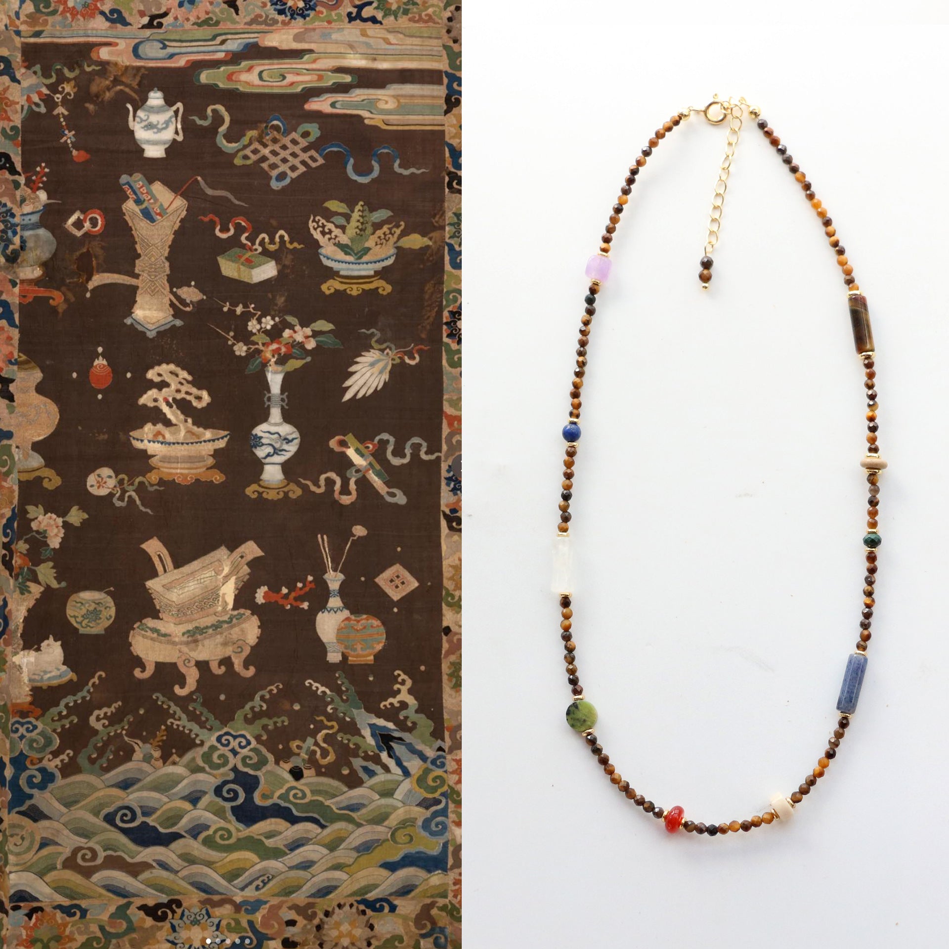 Jekira Tiger’s Eye & Agate Couple’s Necklace Se