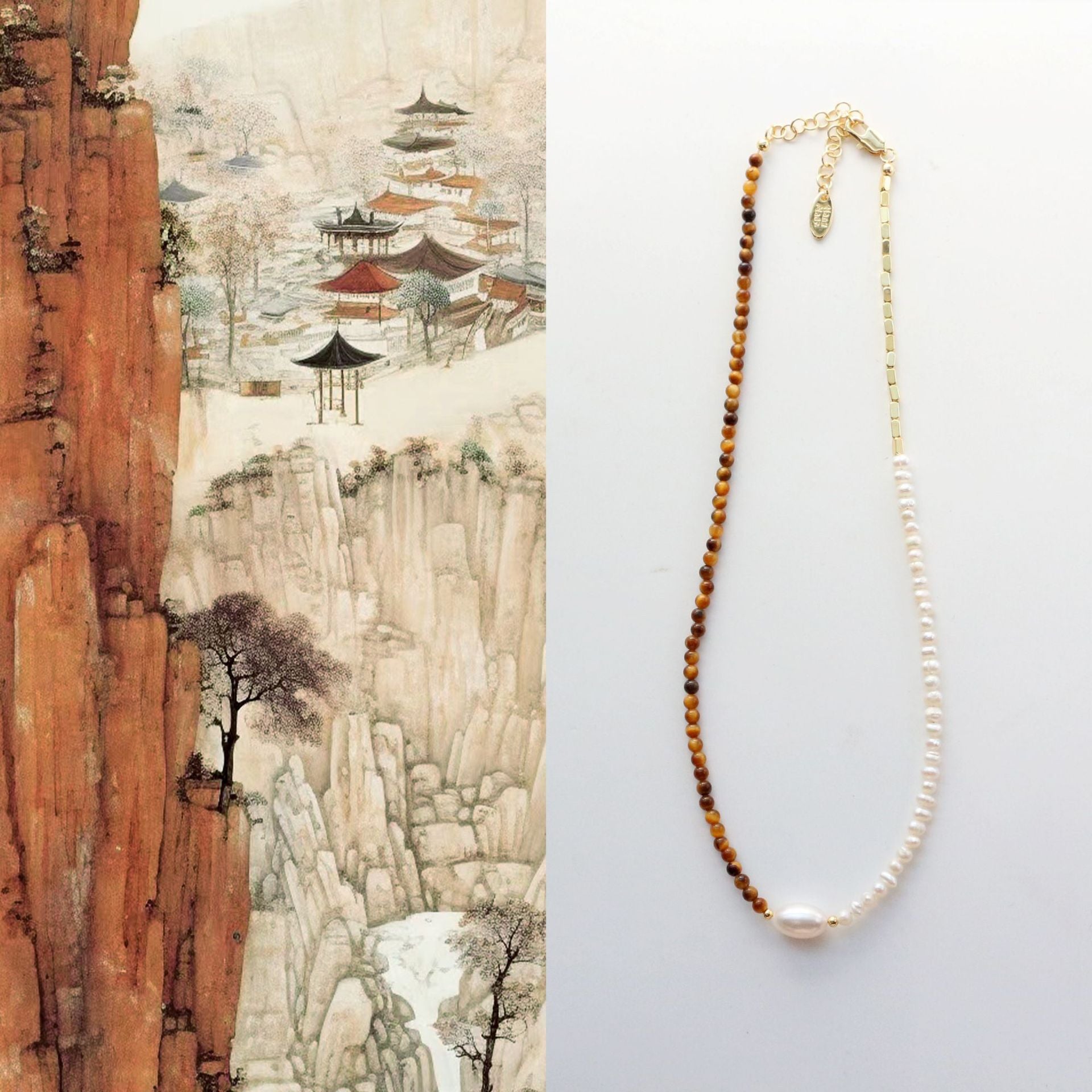 Jekira Natural Gemstone & Baroque Pearl Necklace