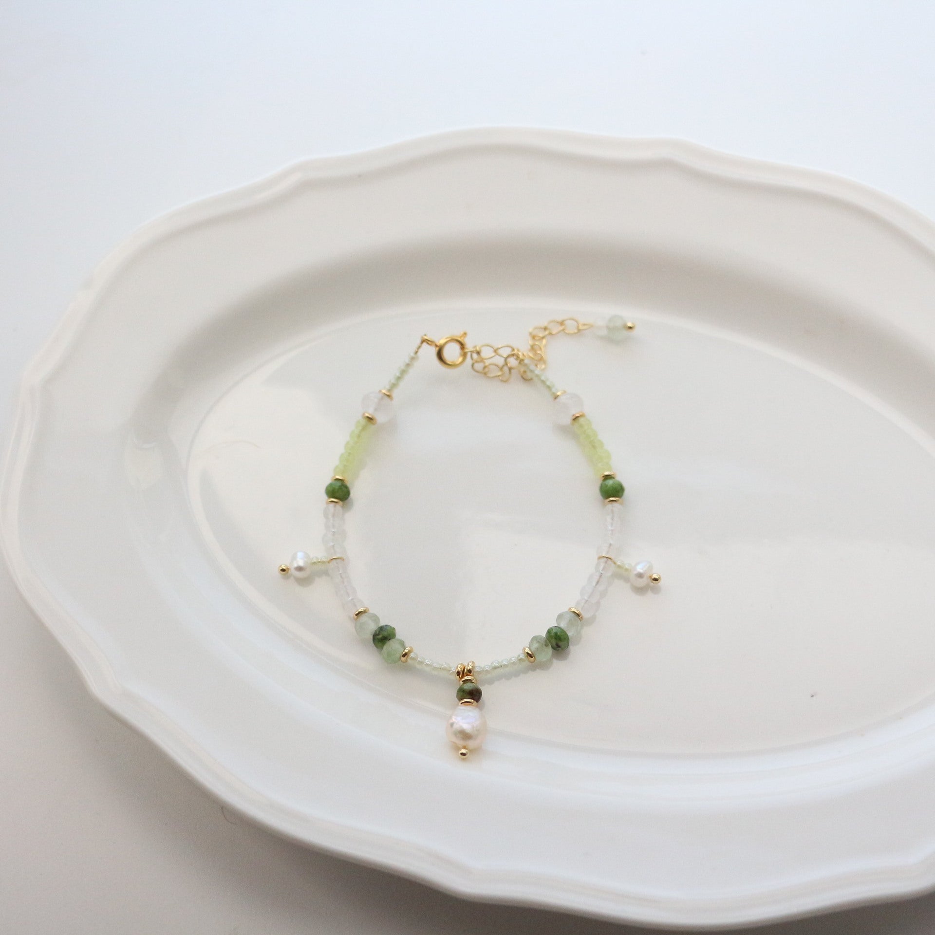 Jekira Baroque Pearl & Green Gemstone Jewelry Set