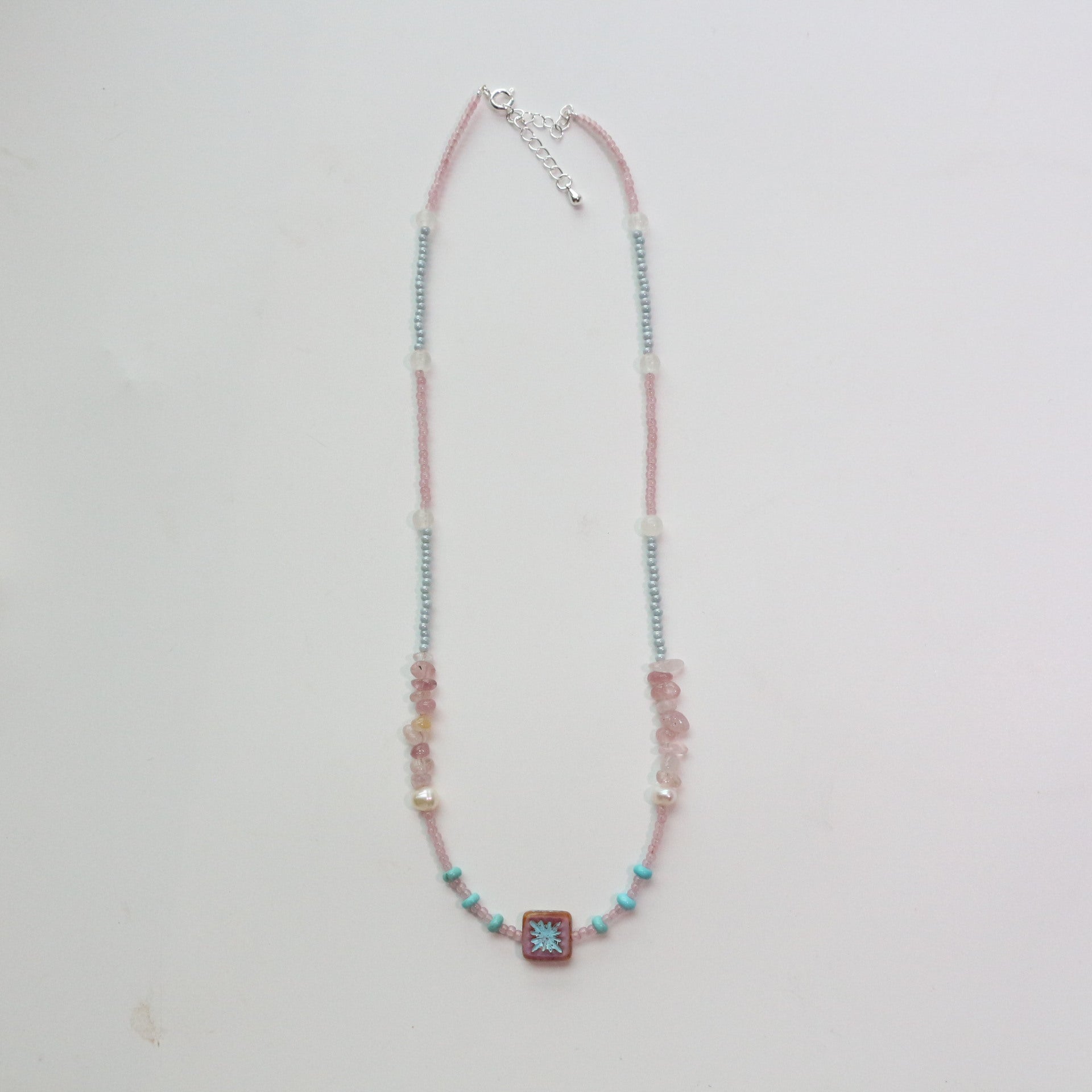 JEKIRA Minimalist Blue & Pink Gemstone Necklace