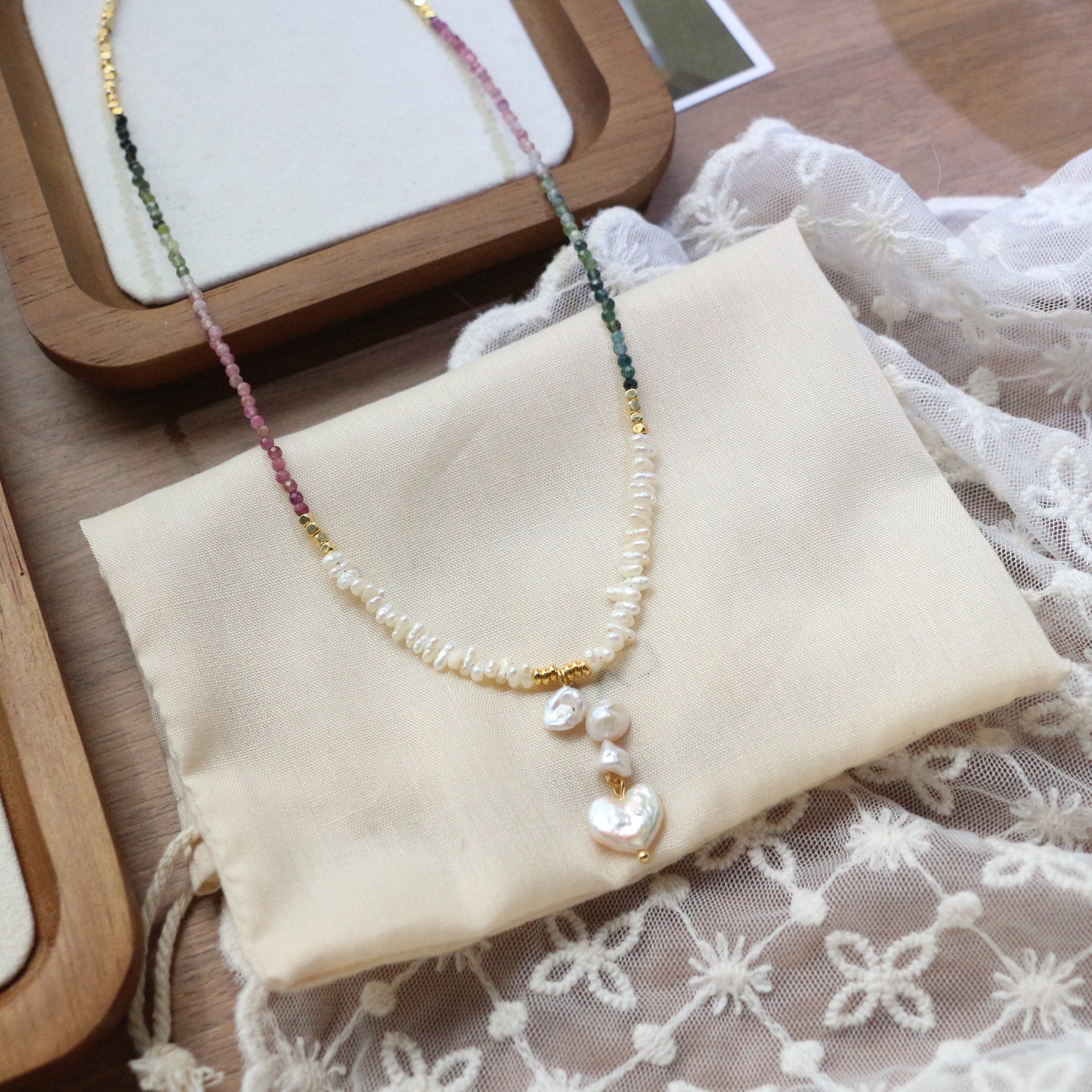 JEKIRA Gradient Tourmaline & Baroque Pearl Necklace Set