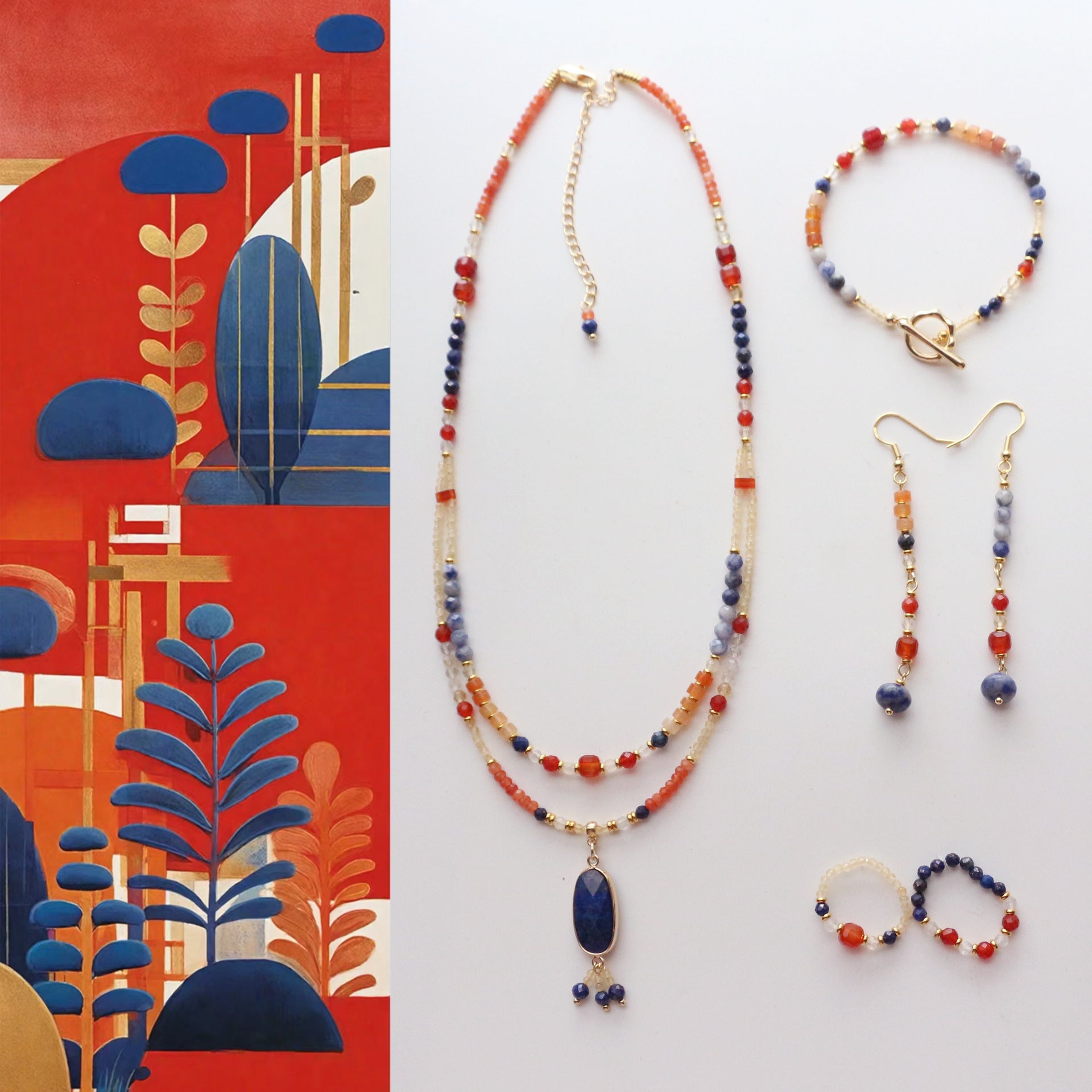 Jekira Lapis Lazuli & Gemstone Jewelry Set