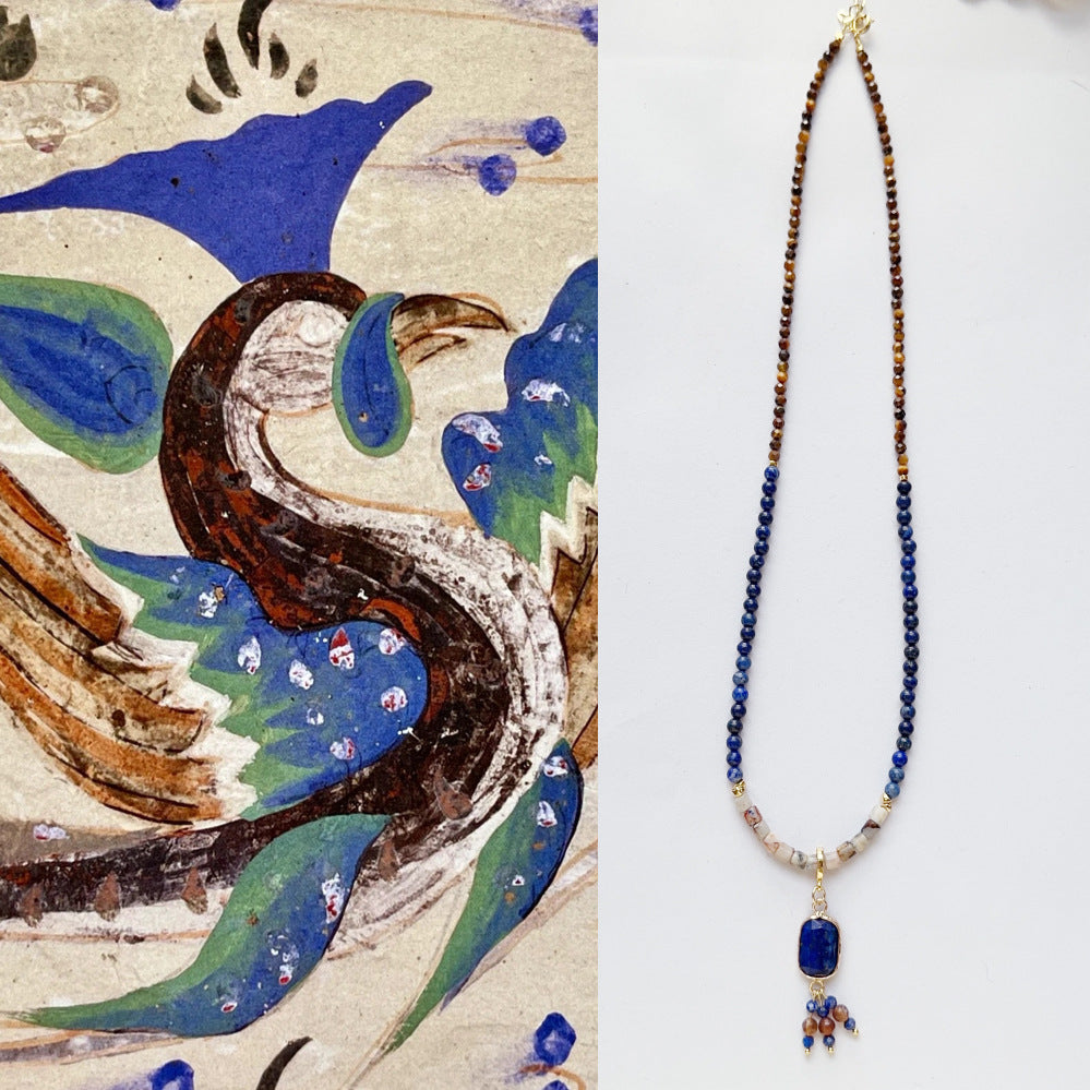 JEKIRA Lapis Lazuli & Tiger Eye Pendant Necklace
