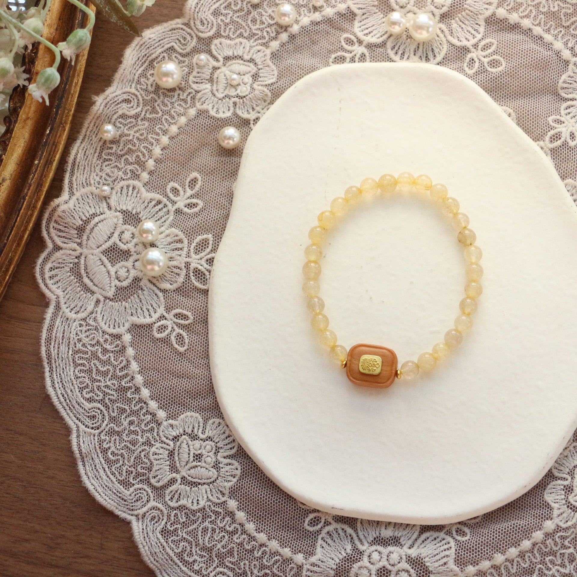 JEKIRA Citrine & Wood Bead Bracelet