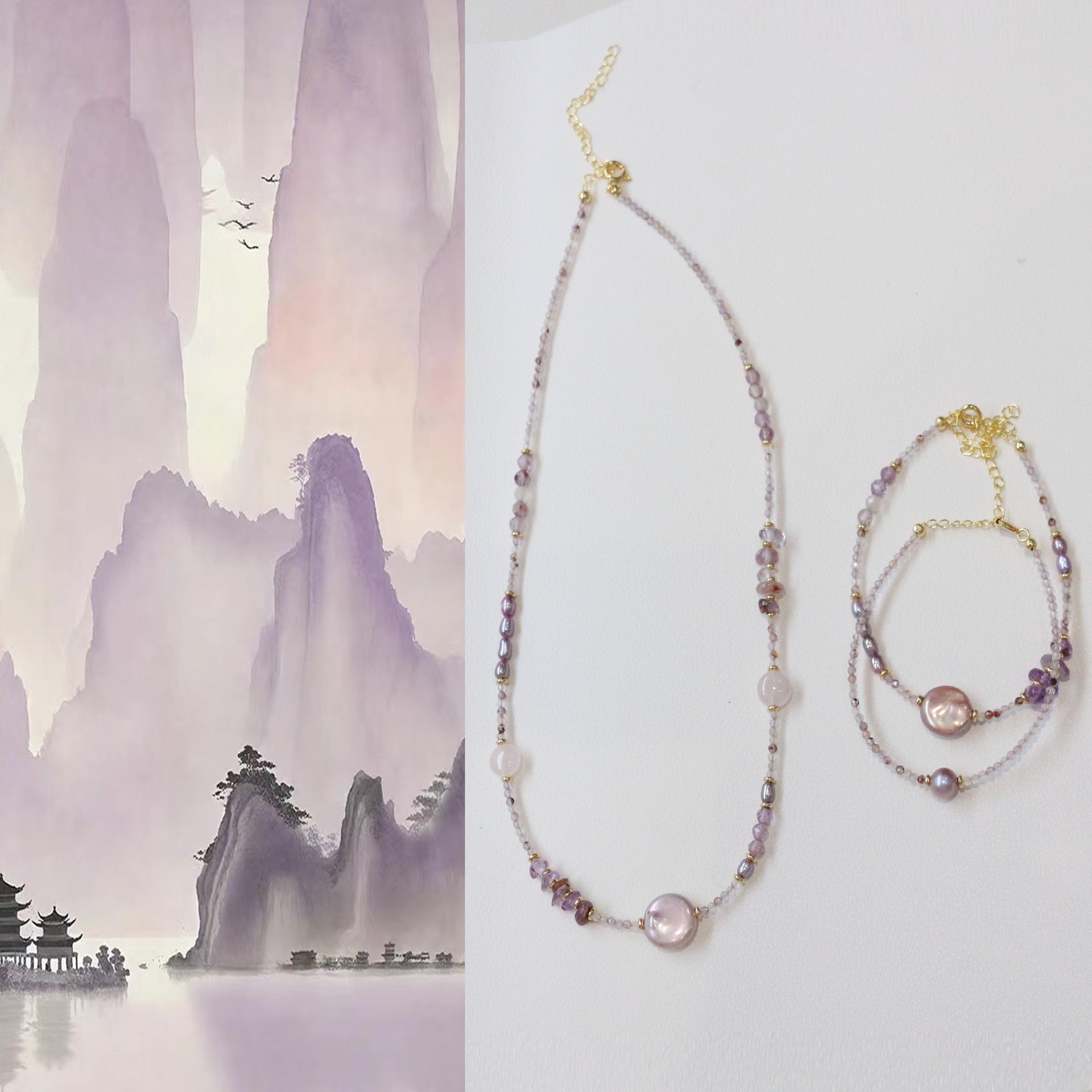 Jekira Baroque Pearl & Amethyst Jewelry Set