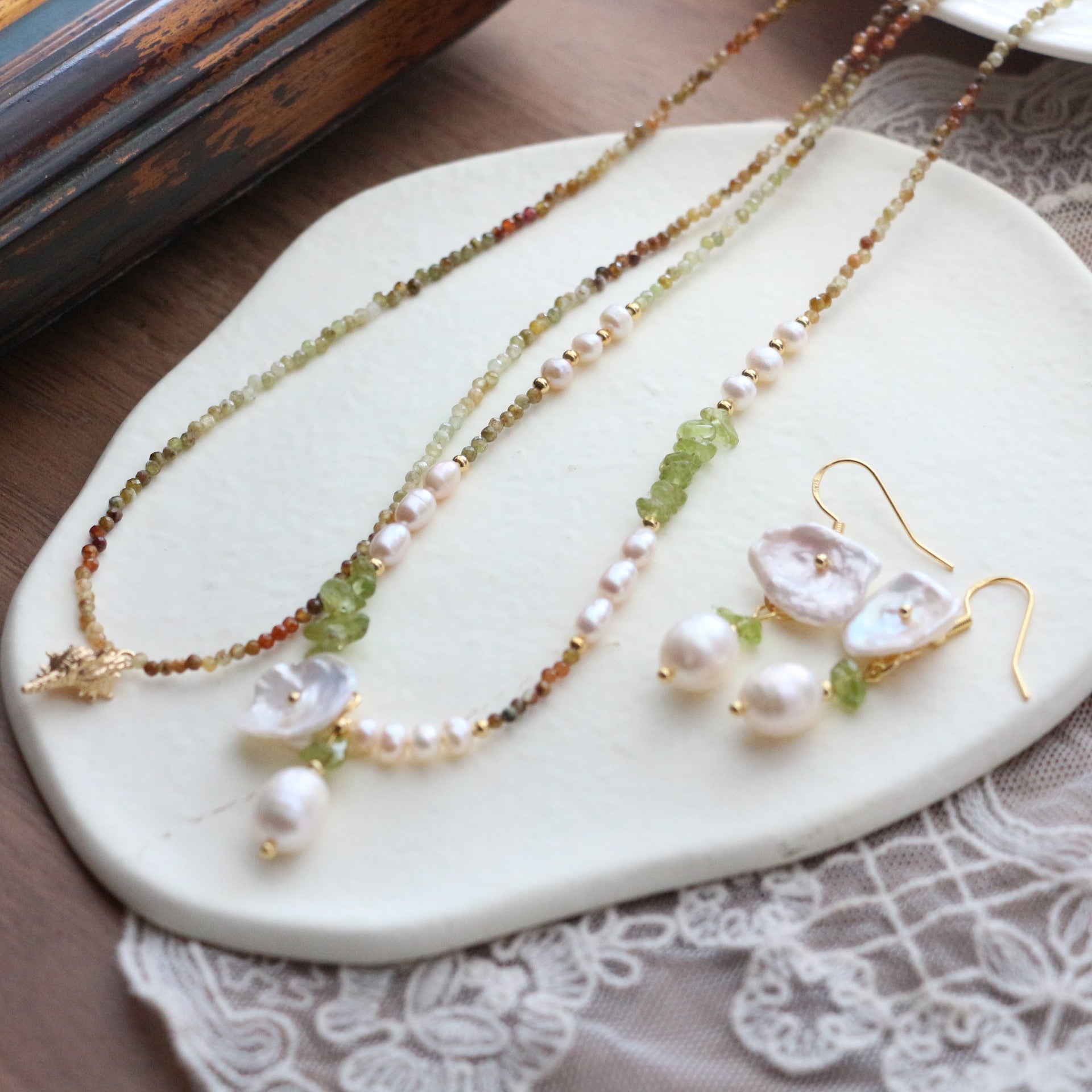 JEKIRA Baroque Pearl & Shell Tassel Earrings