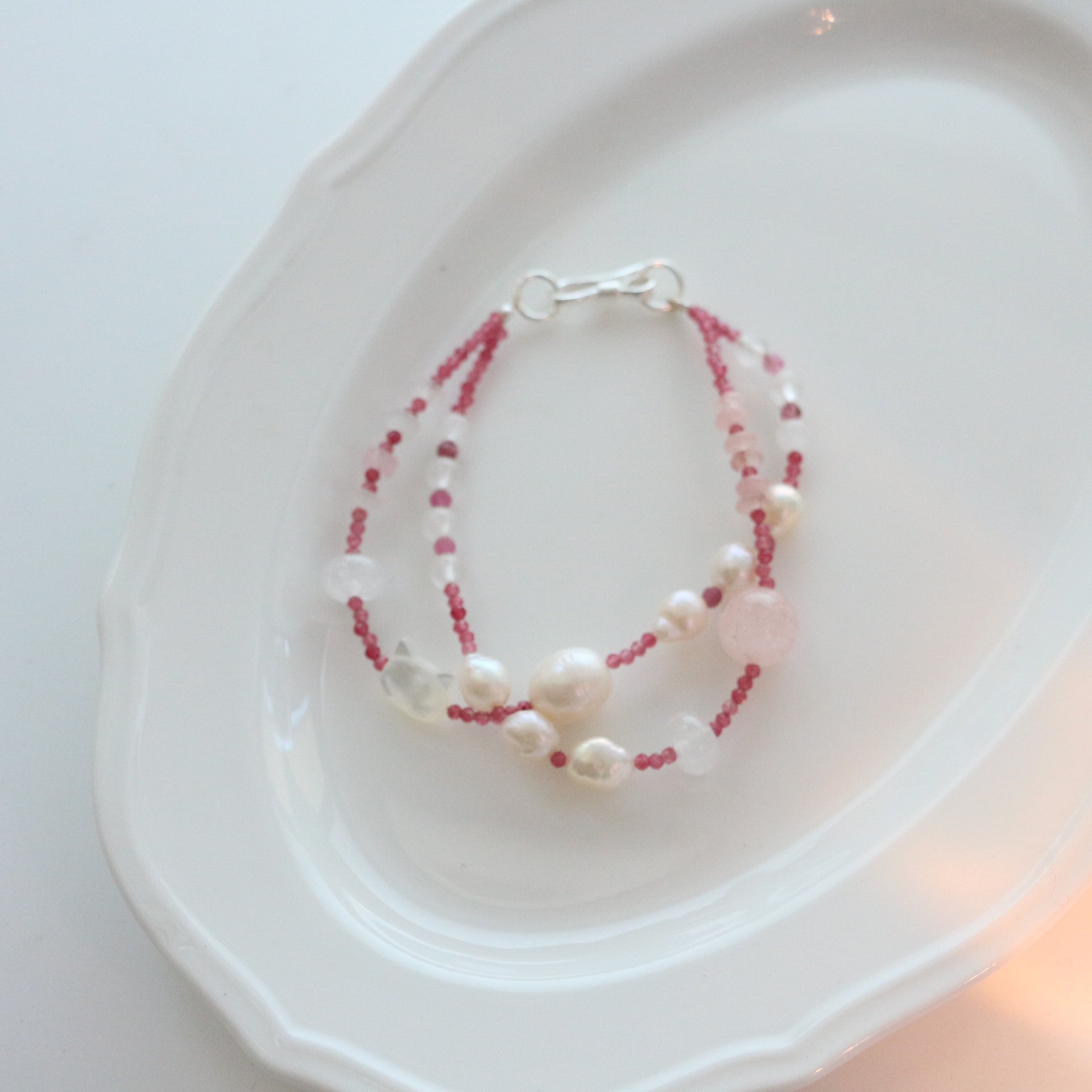 Jekira Pink Tourmaline & Pearl Jewelry Set