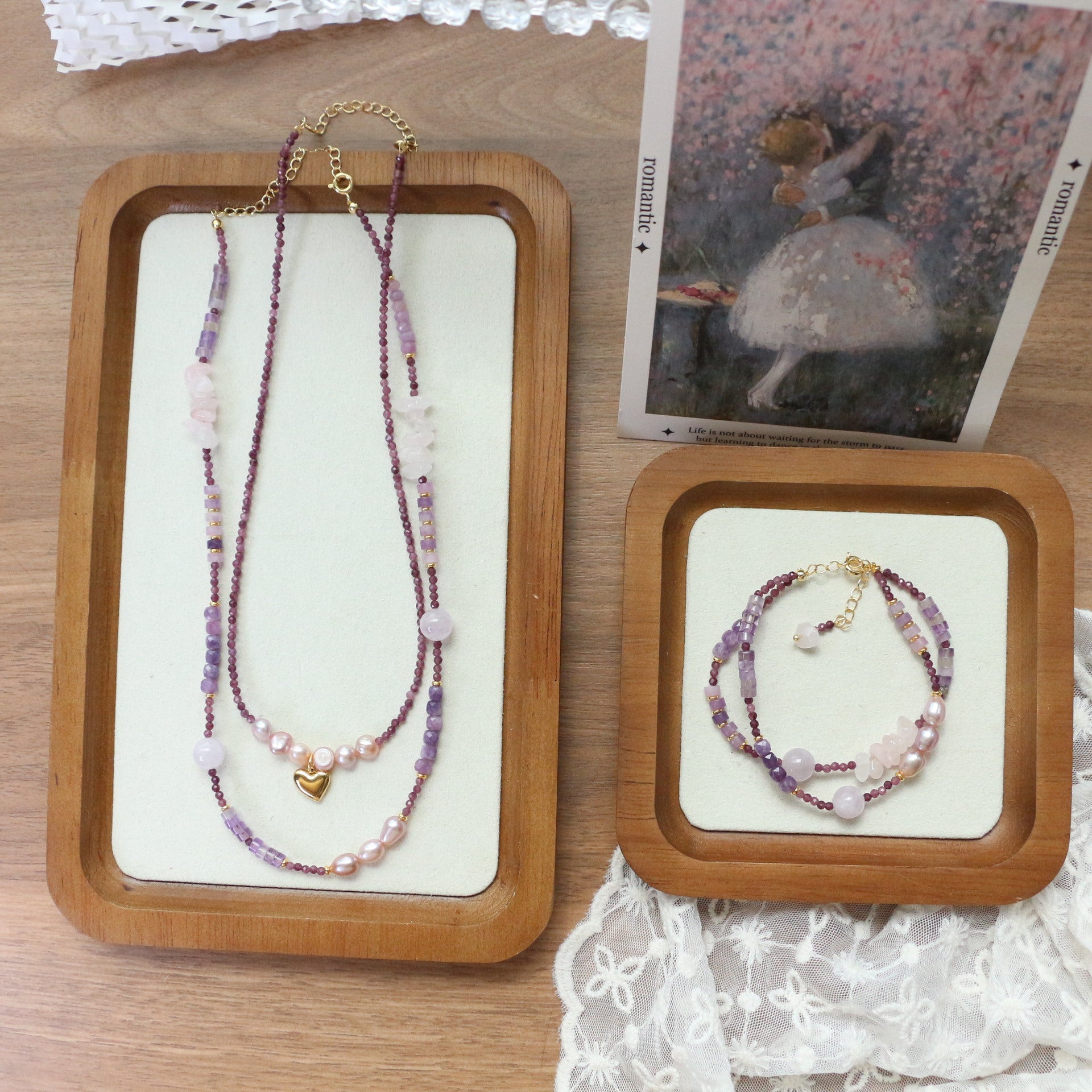 Jekira Amethyst & Lilac Gemstone Jewelry Set