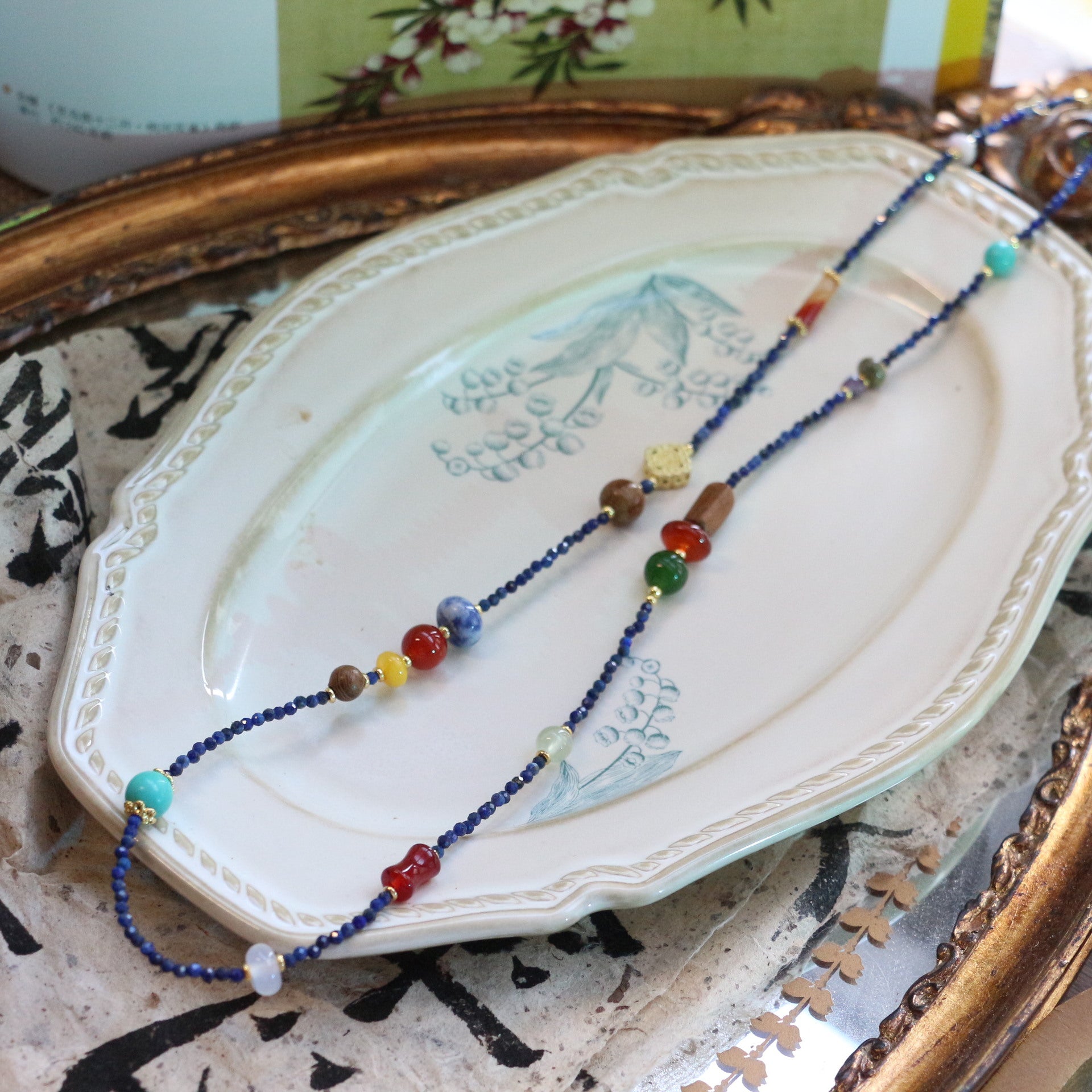 Jekira Multicolor Agate & Lapis Lazuli Necklace