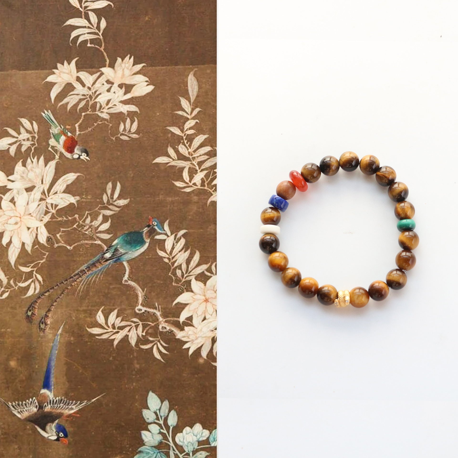 Jekira Chinese Style Tiger Eye, Lapis Lazuli & Malachite Bracelet