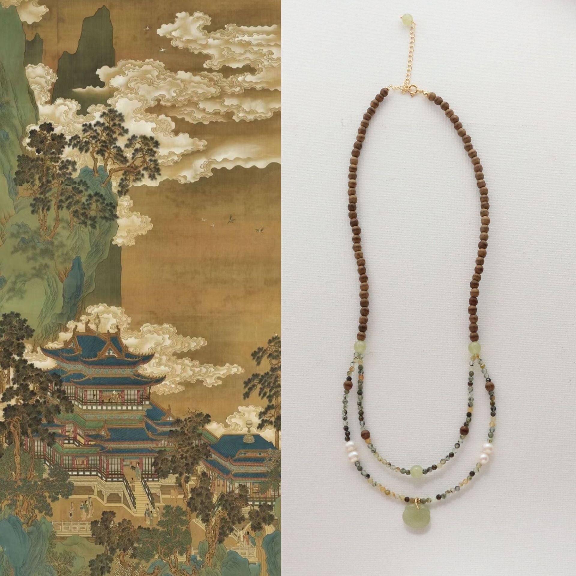 JEKIRA Sandalwood & Hetian Jade Jewelry Set