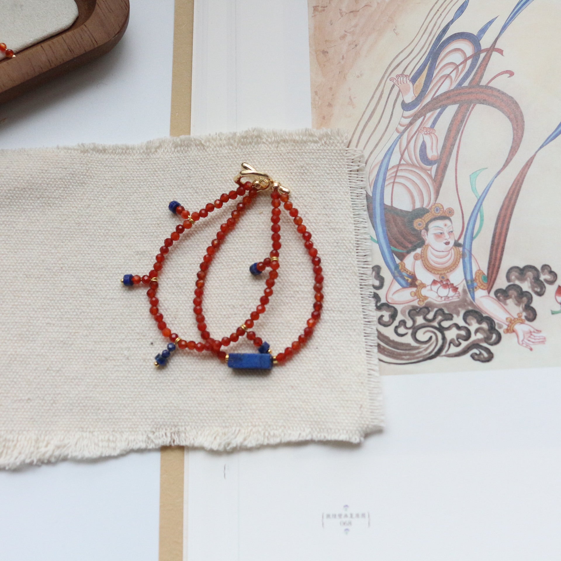 JEKIRA Vintage Carnelian & Lapis Lazuli Bracelet Set