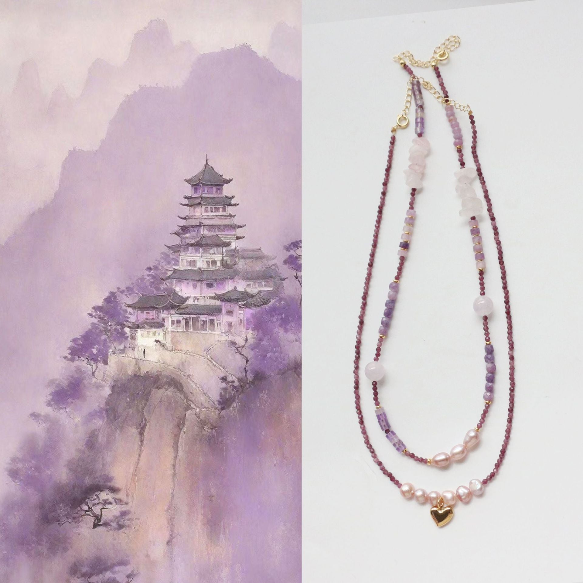 JEKIRA Amethyst & Pearl Jewelry Set