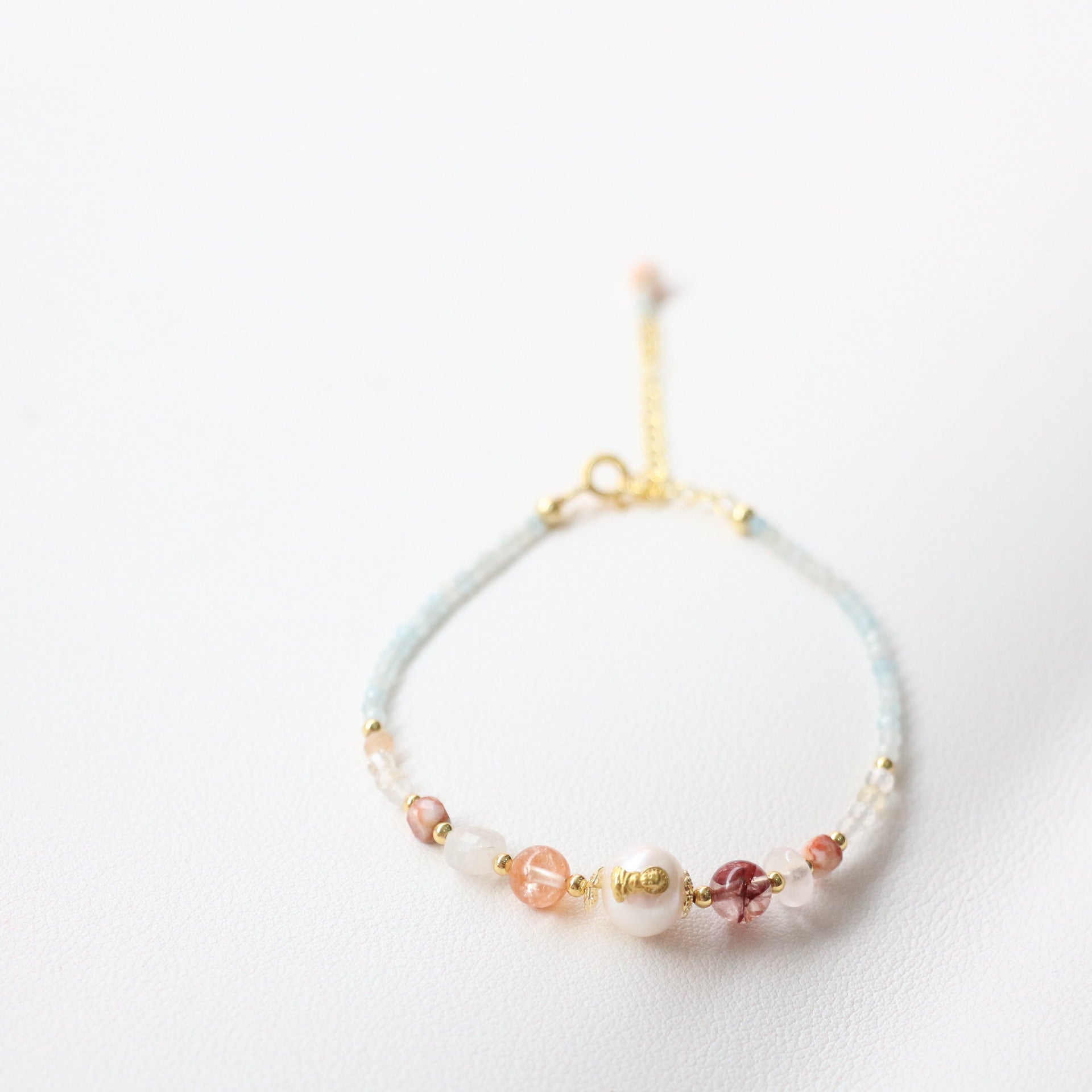 JEKIRA Red Phantom Quartz & Aquamarine Delicate Set