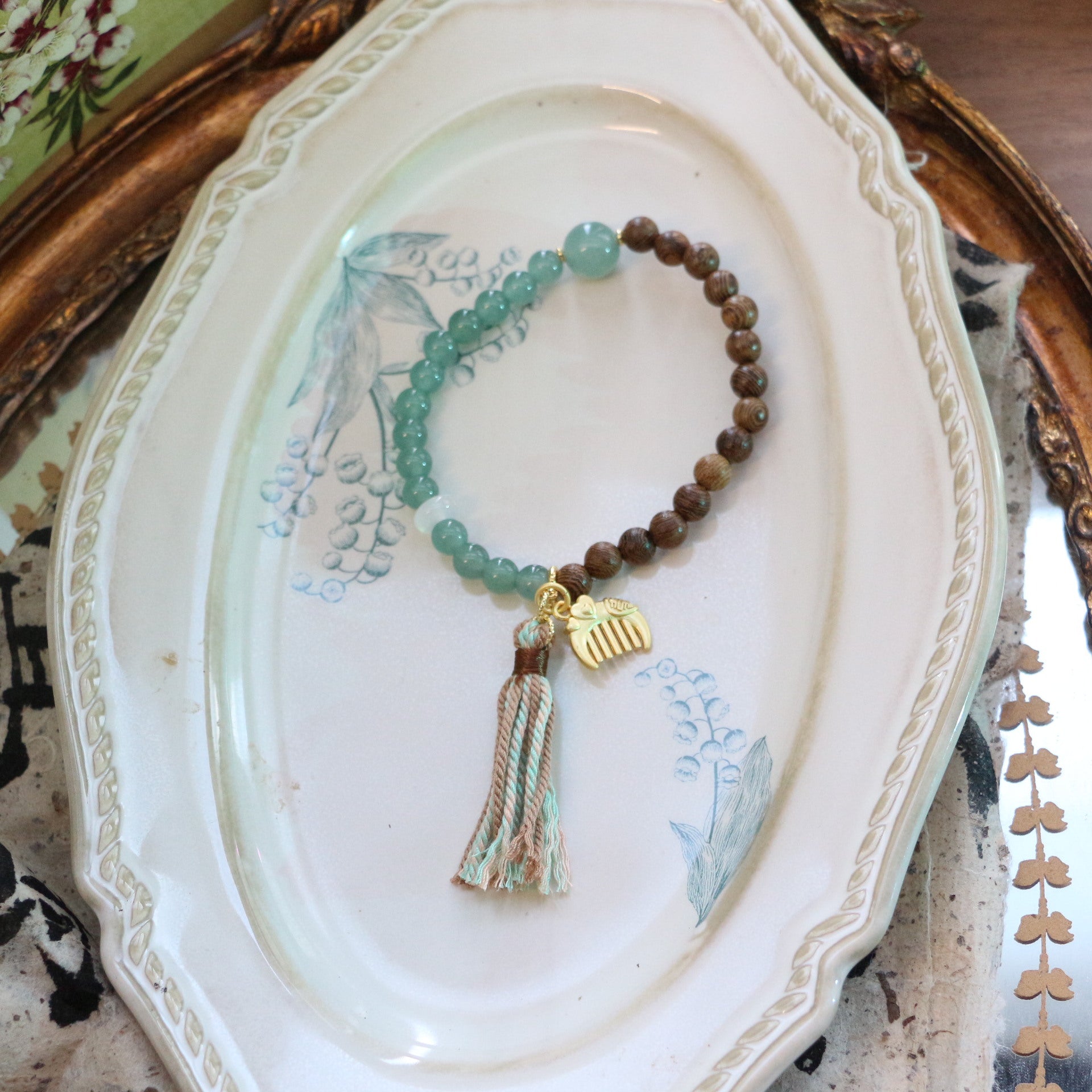 JEKIRA Zen Sandalwood & Green Gemstone Bracelet Set