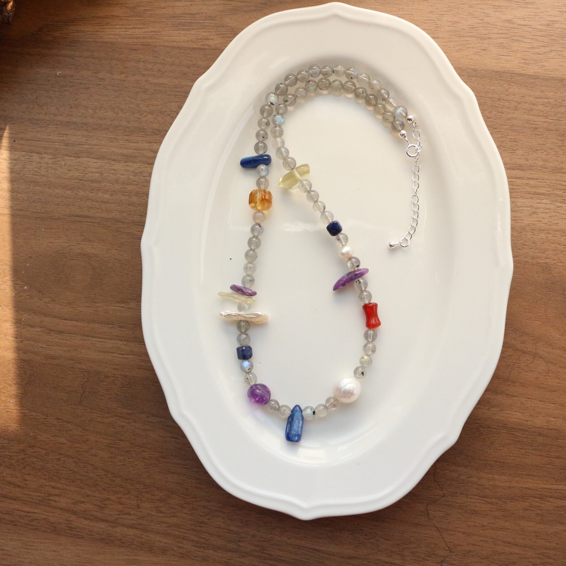 Jekira Irregular Multi-Gemstone & Baroque Pearl Necklace – 18K Gold Vermeil