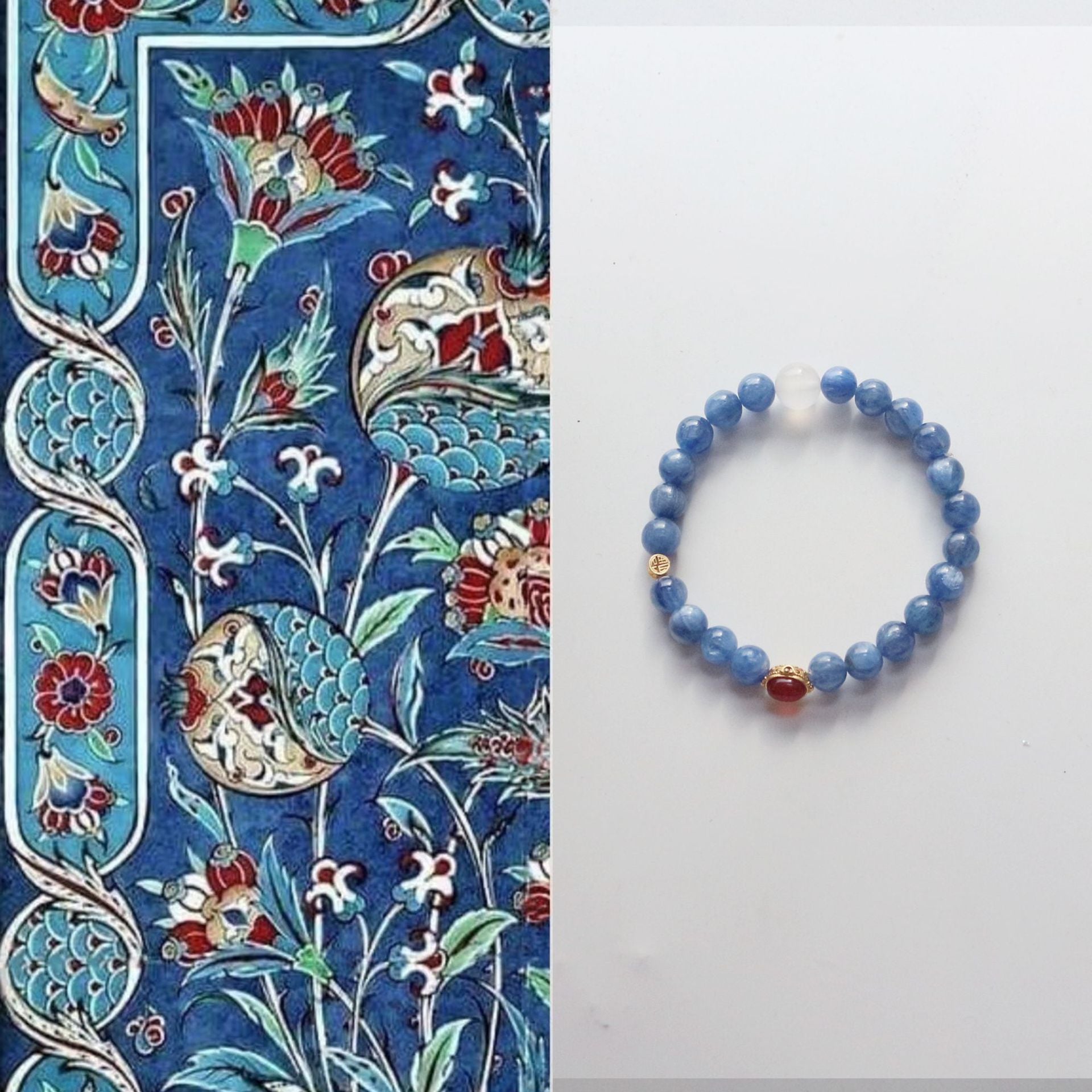 JEKIRA Natural Blue Crystal Quartz 8mm Beaded Bracelet