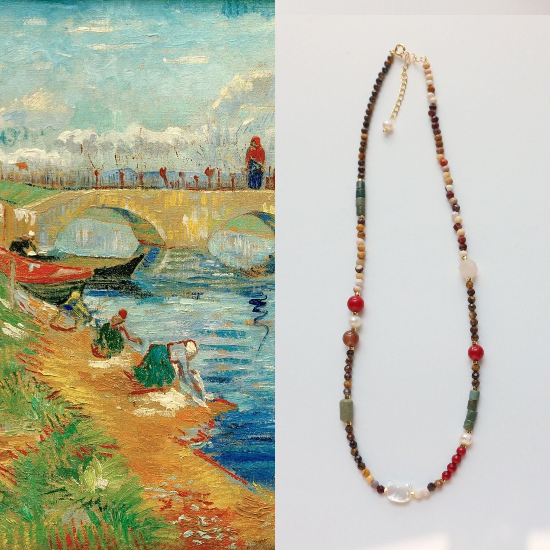 Jekira Painterly Gemstone Necklace & Bracelet Set