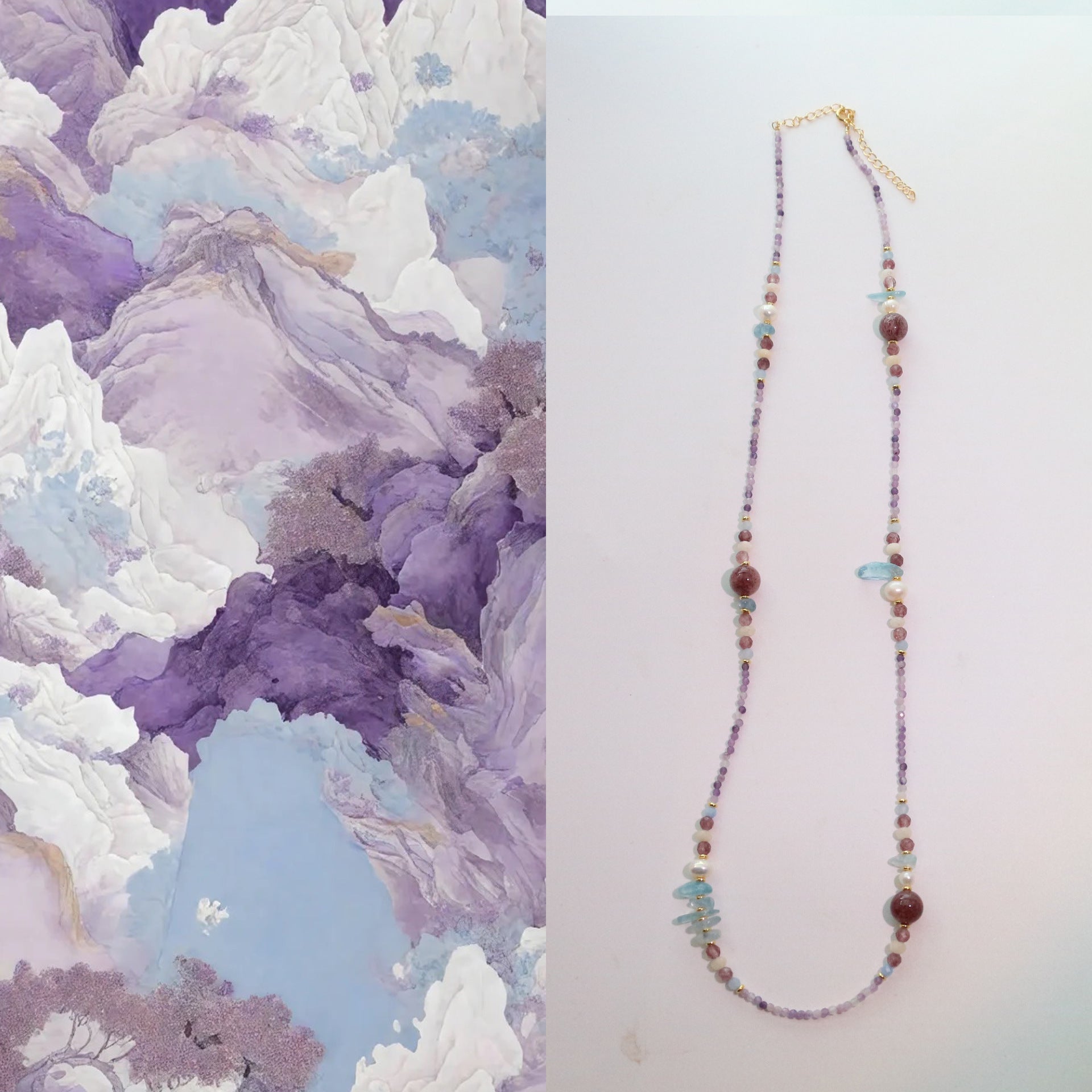 JEKIRA Amethyst & Baroque Pearl Necklace – 60cm