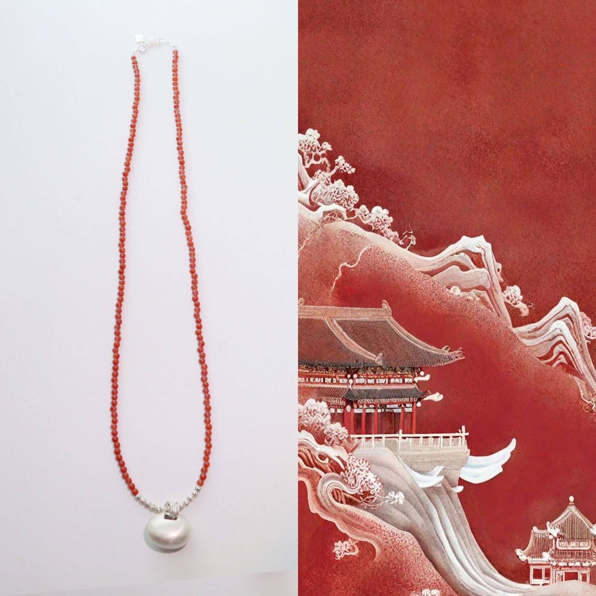 Jekira Nanhong Bead & 999 Pure Silver Necklace Set