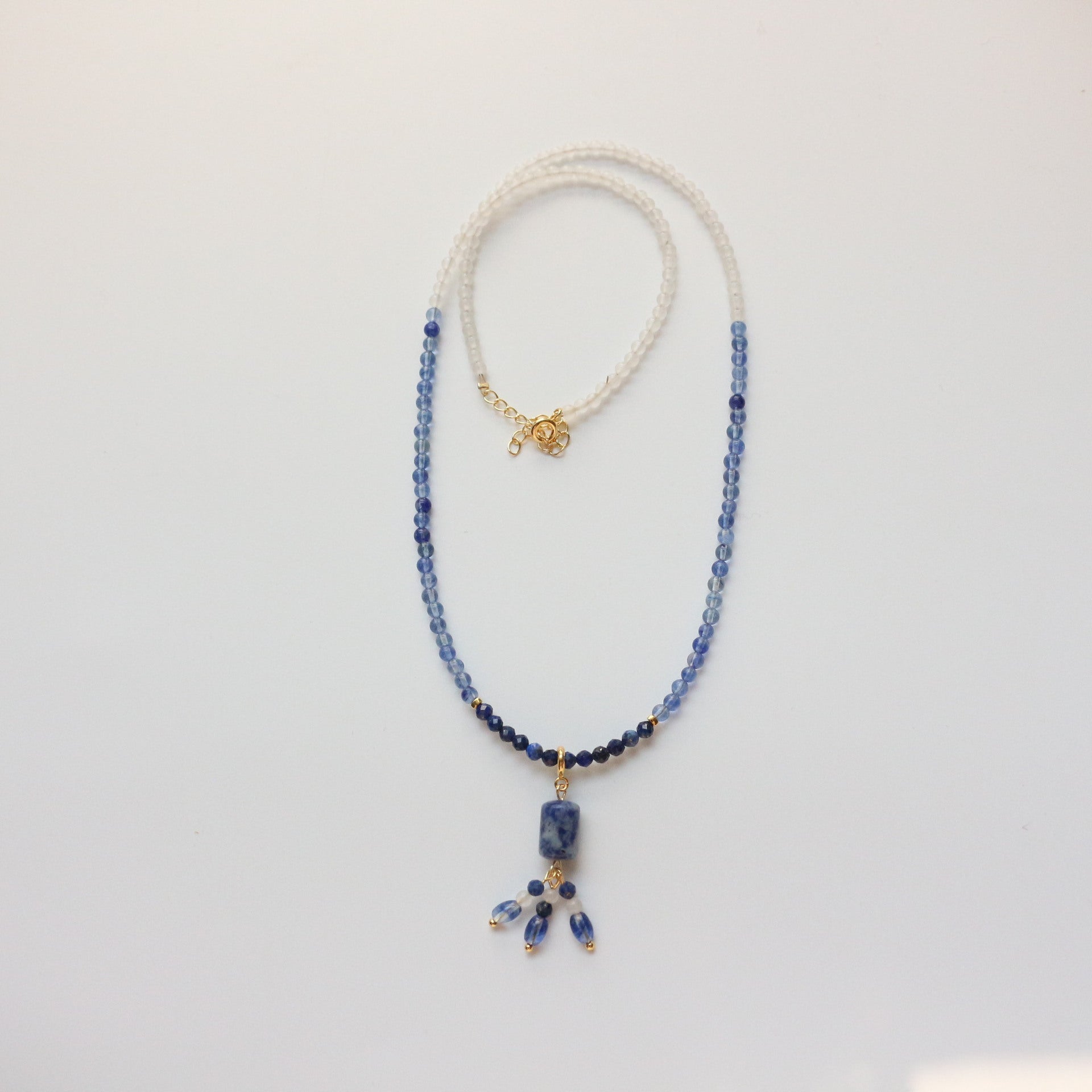 Jekira Blue & White Gemstone Beaded Necklace with Removable Pendant