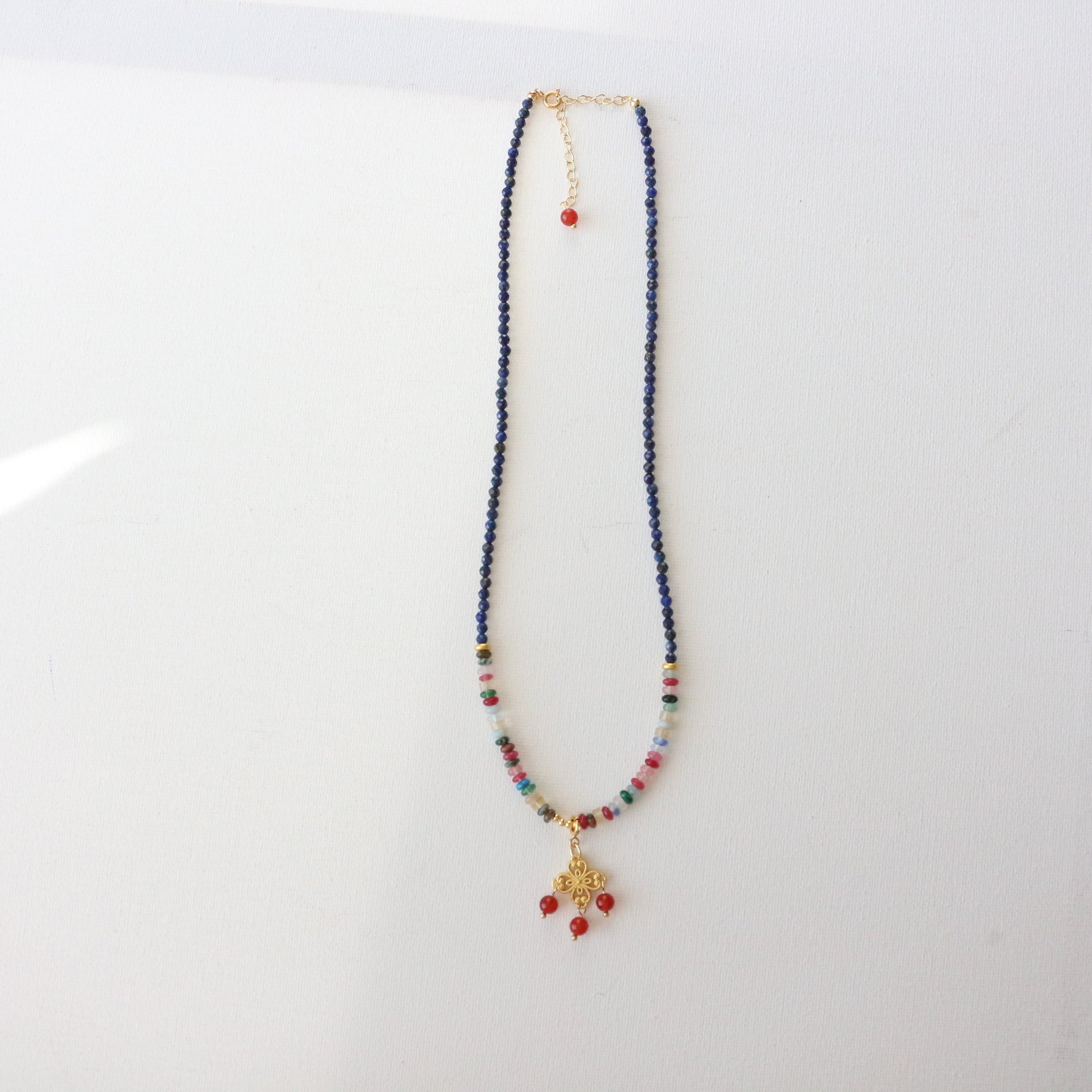 Jekira Chinese-Style Lapis Lazuli & Agate Necklace