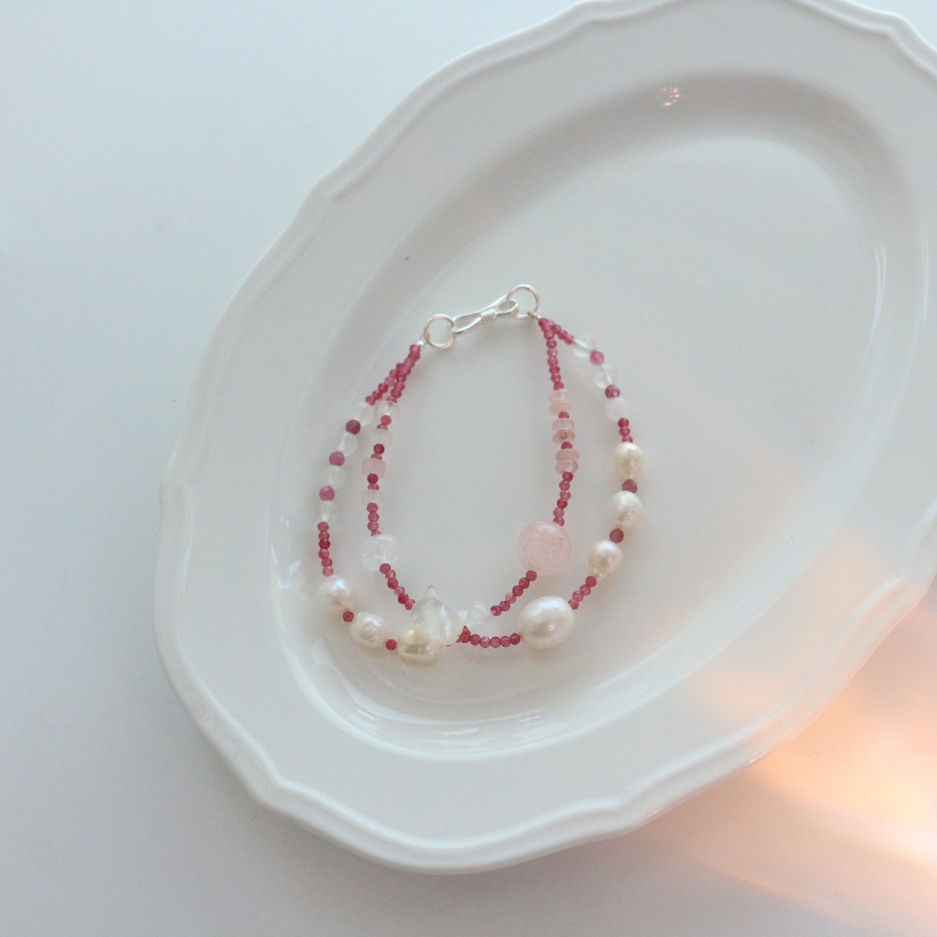 Jekira Pink Tourmaline & Pearl Jewelry Set