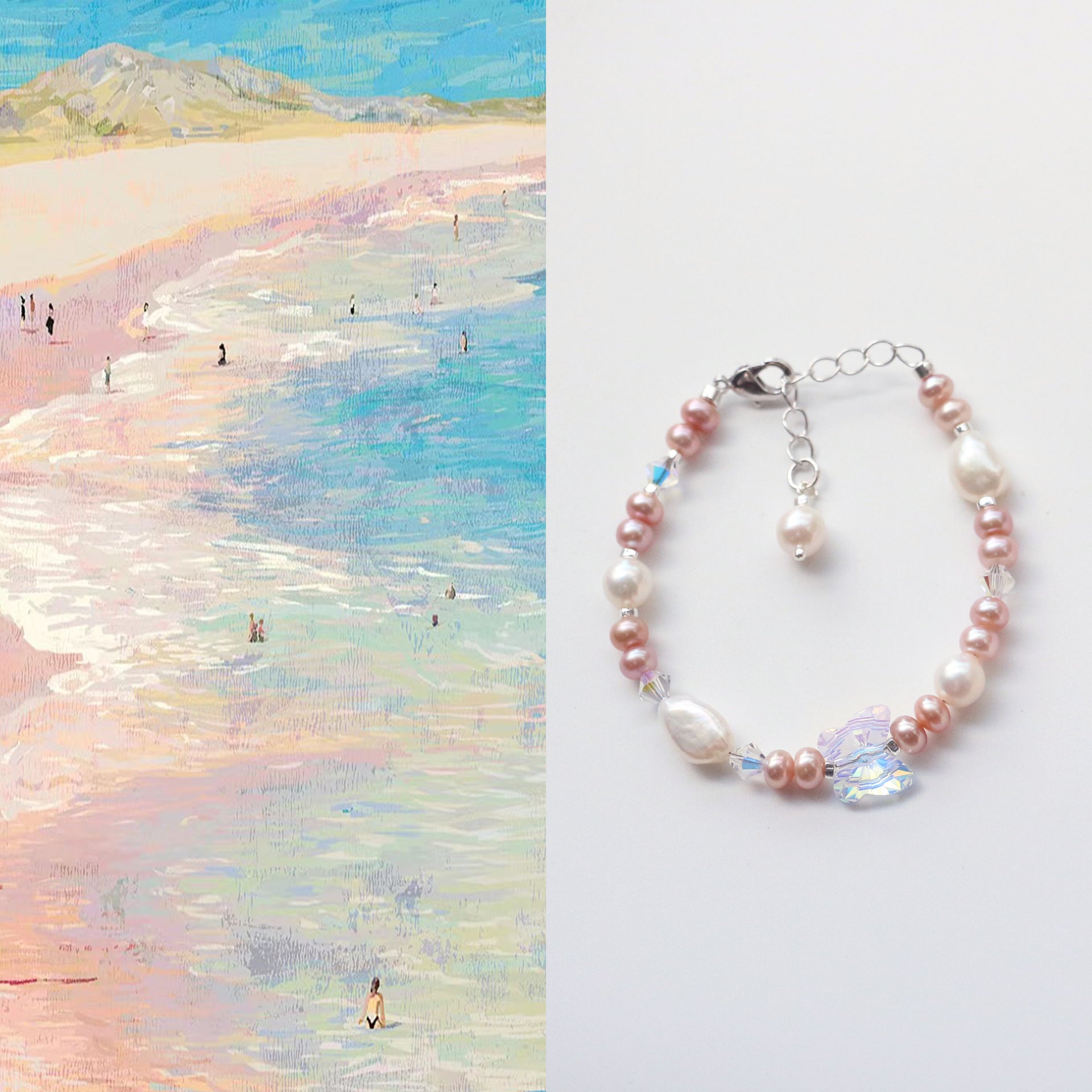 JEKIRA Baroque Pearl & Crystal Butterfly Bracelet