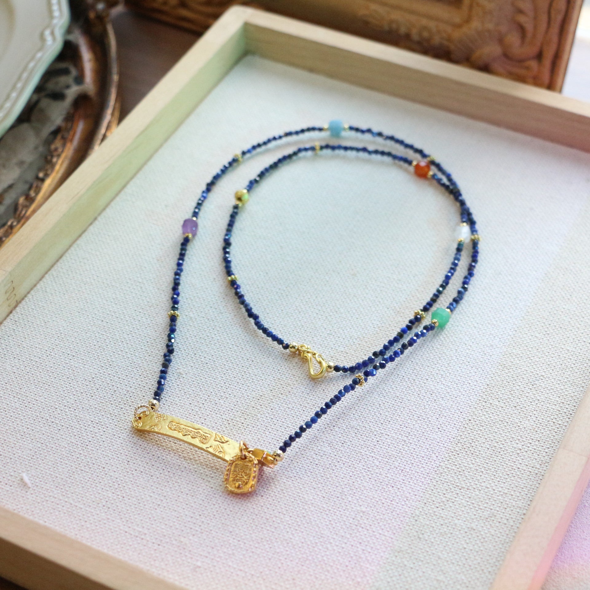 Jekira Ocean Guardian Sand-Gold Pendant Set – Adjustable Necklace & Bracelet