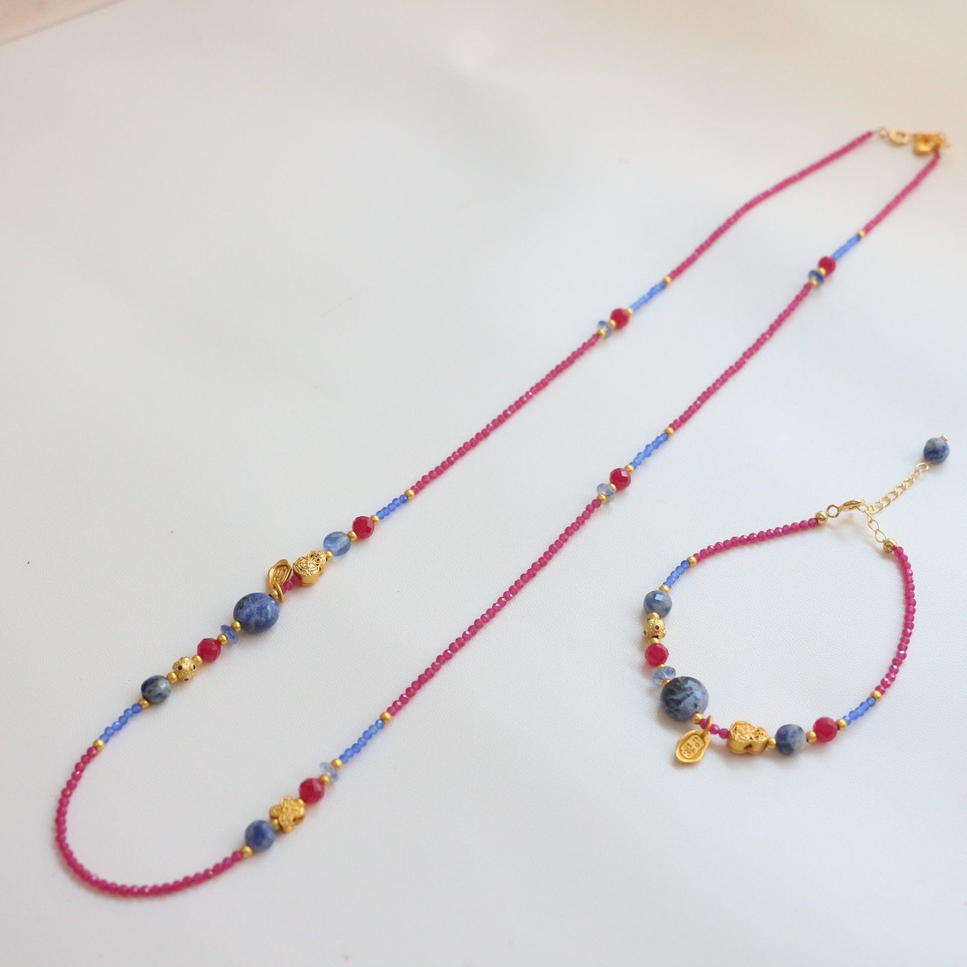 Jekira Ruby Necklace & Bracelet Set
